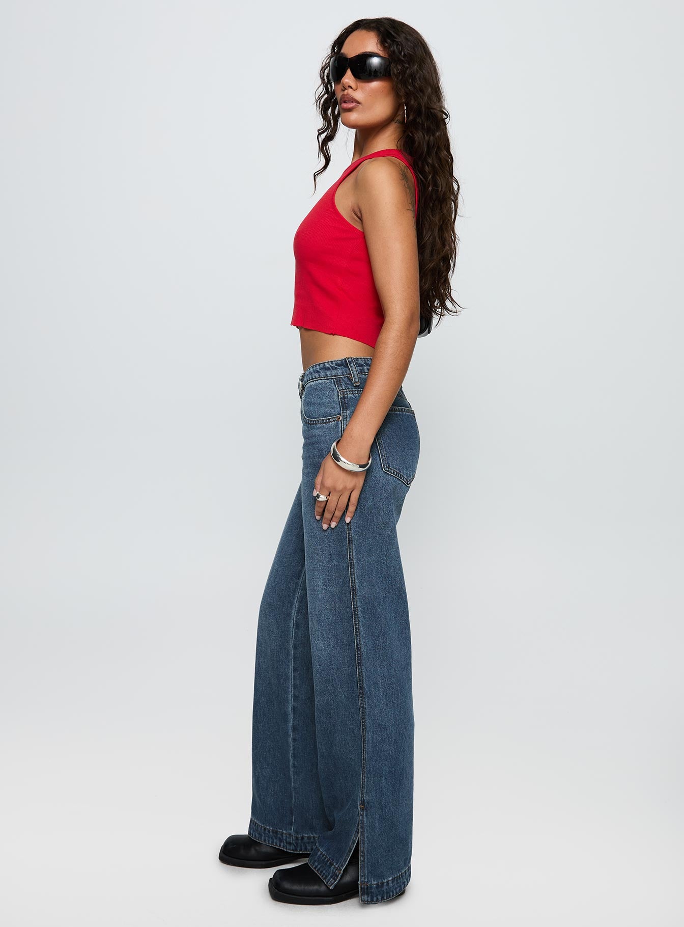 Dog Days Mid Rise Straight Leg Jeans Dark Blue Wash - Image 4