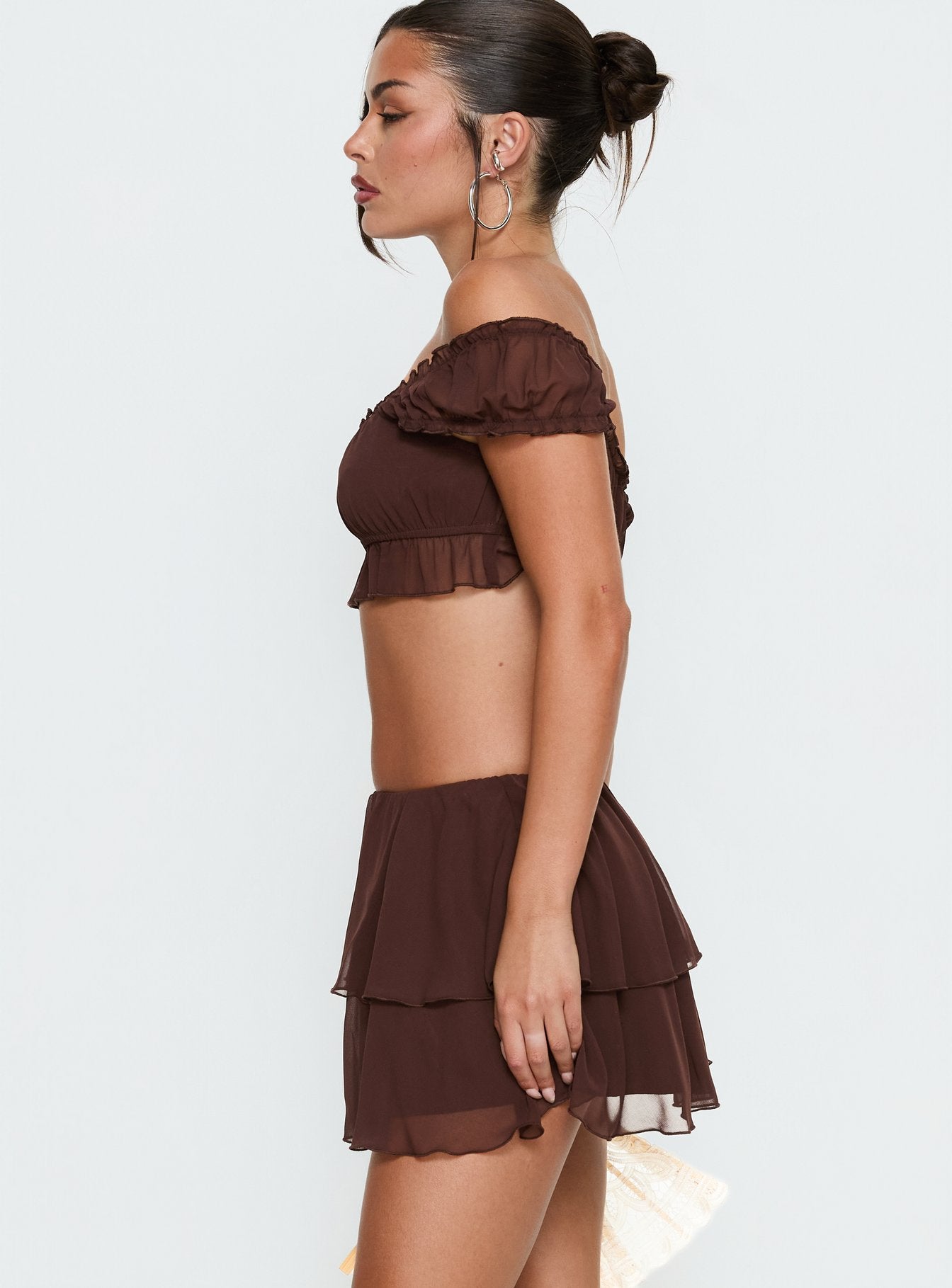 Ackee Tiered Mini Skort Brown - Image 4