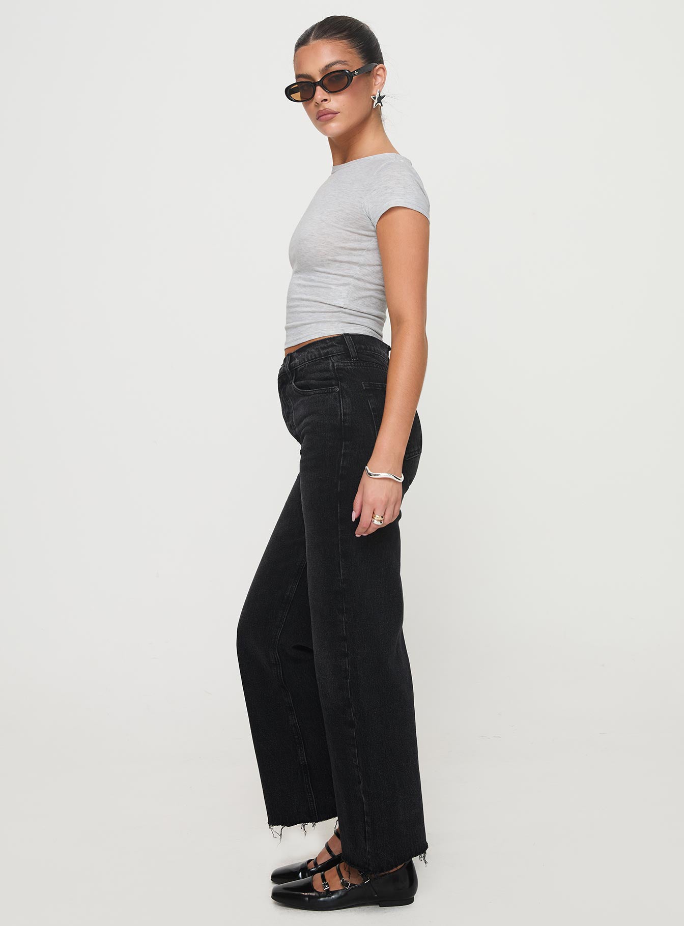 Fawcett High Rise Straight Leg Jeans Washed Black - Image 4