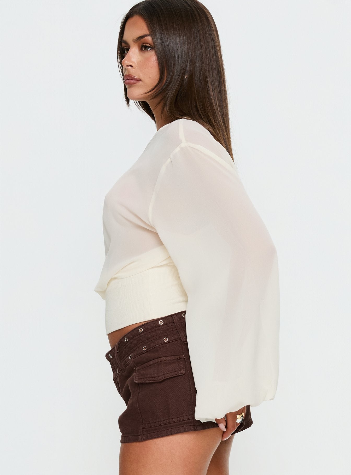 Idalina Slouchy Chiffon Top Cream - Image 4