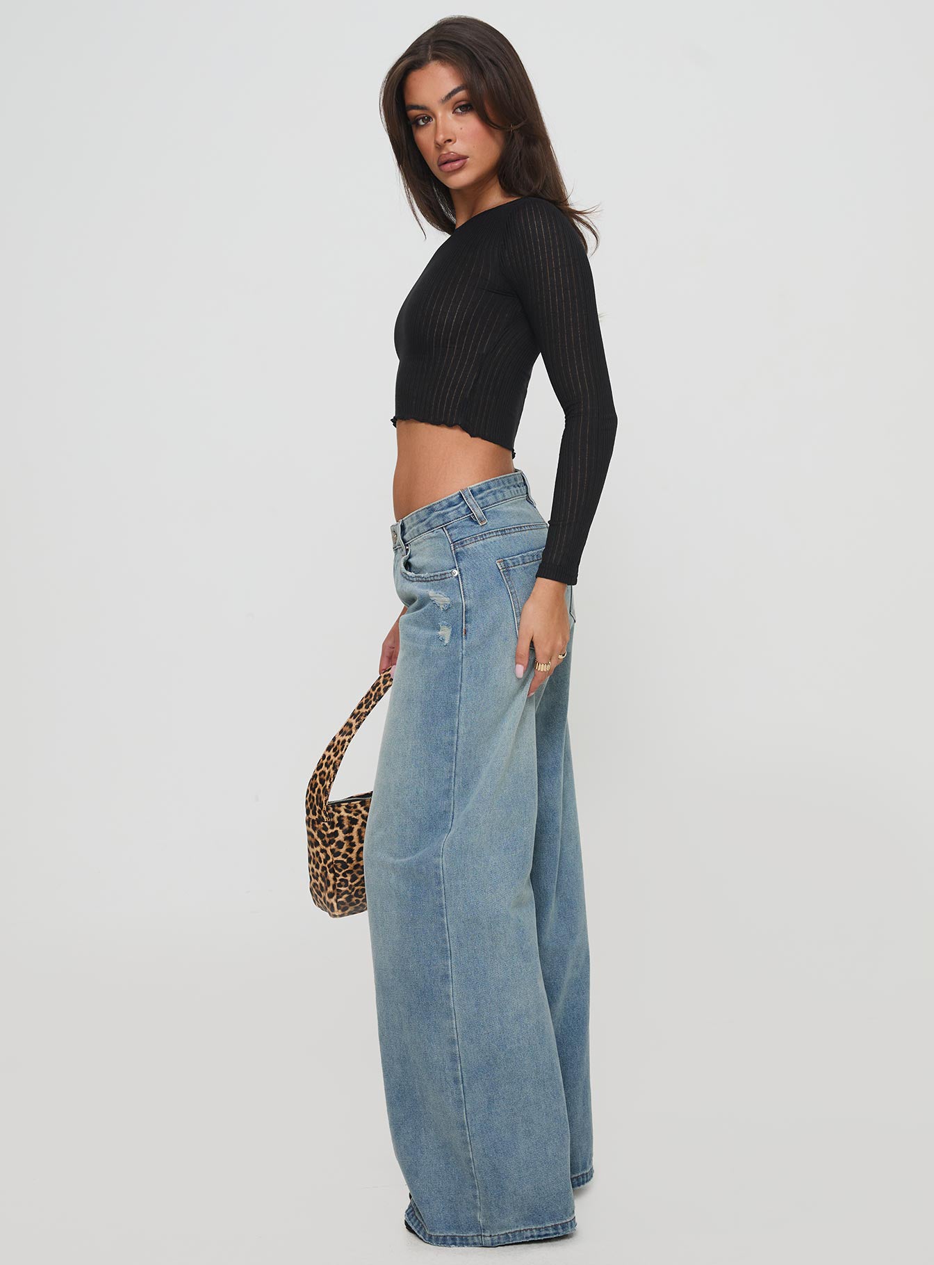 Demie Mid Rise Wide Leg Jeans Light Blue Wash - Image 4