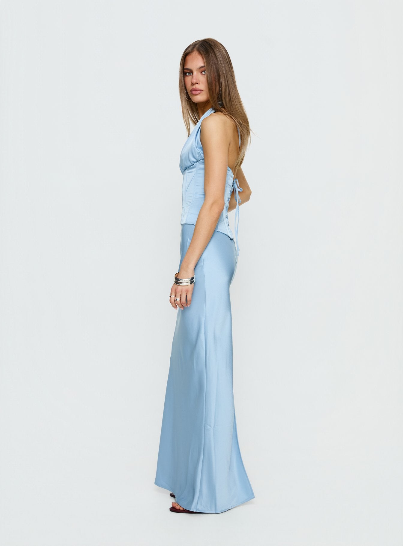In A Trance Halter Corset Maxi Dress Blue - Image 4
