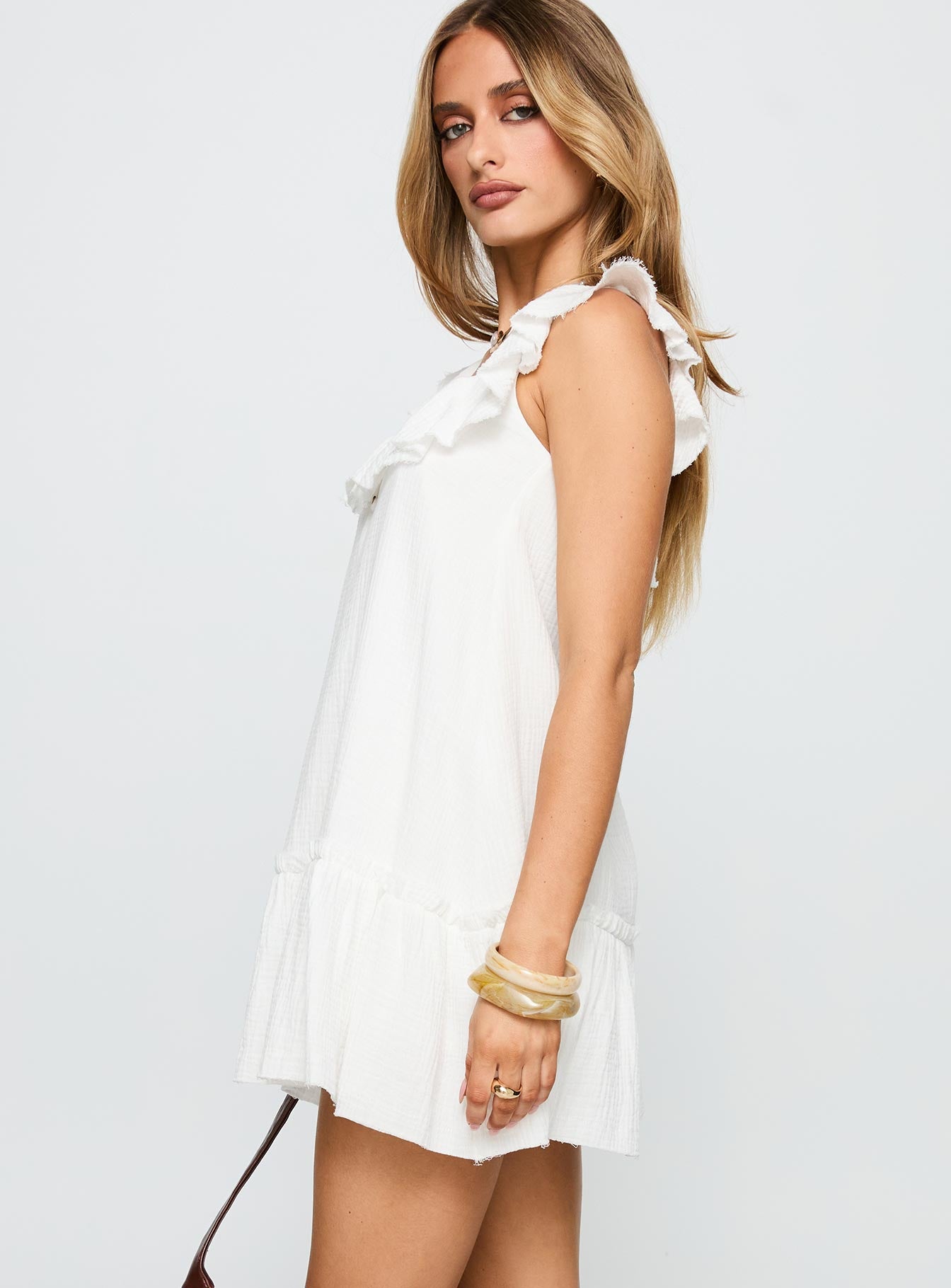 Alicen Frill Mini Dress White - Image 4
