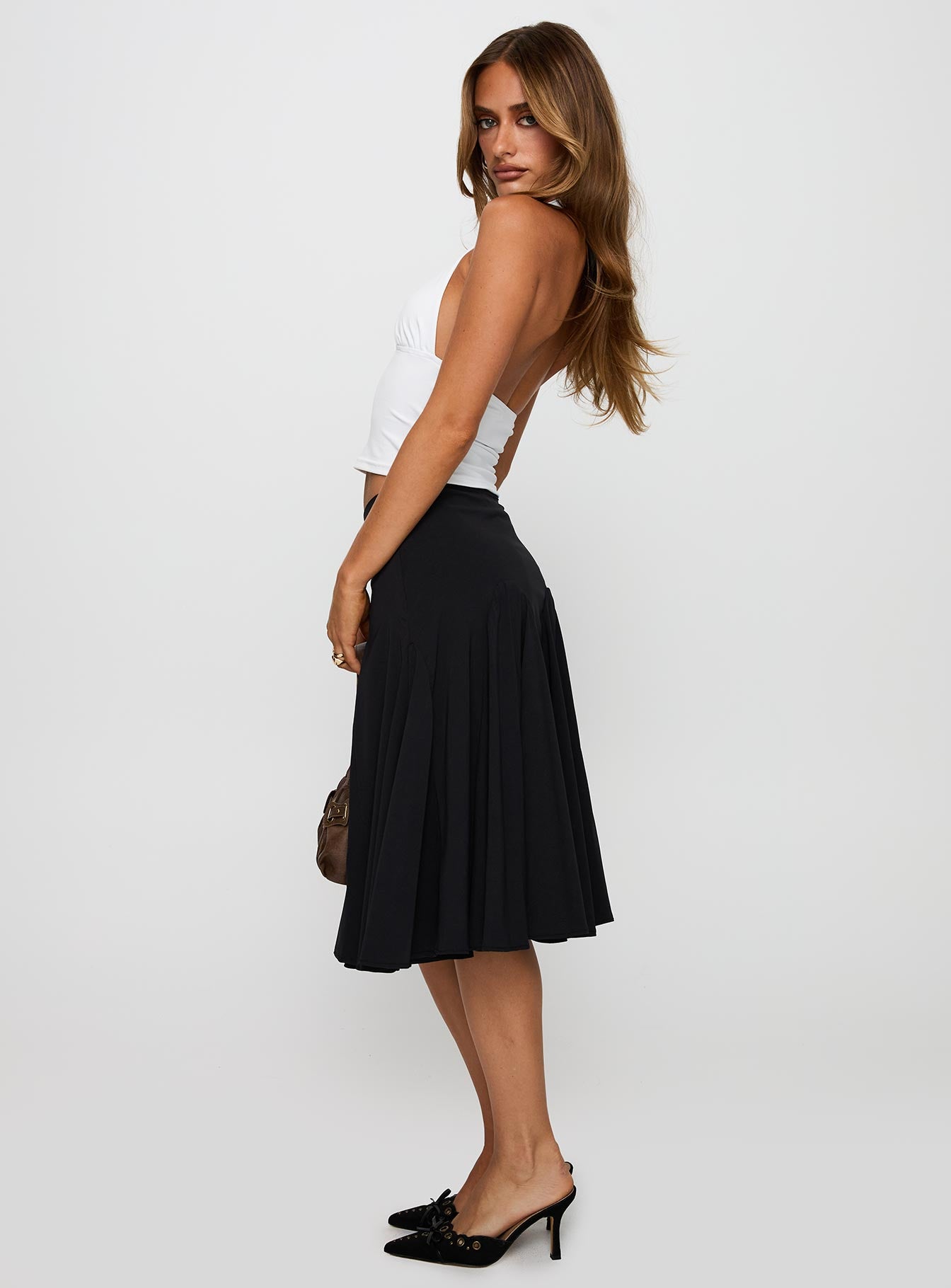 Agnette Low Rise Midi Skirt Black - Image 4