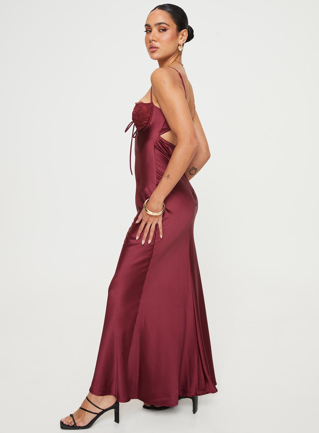 Fadyen Bias Cut Maxi Dress Burgundy - Image 4
