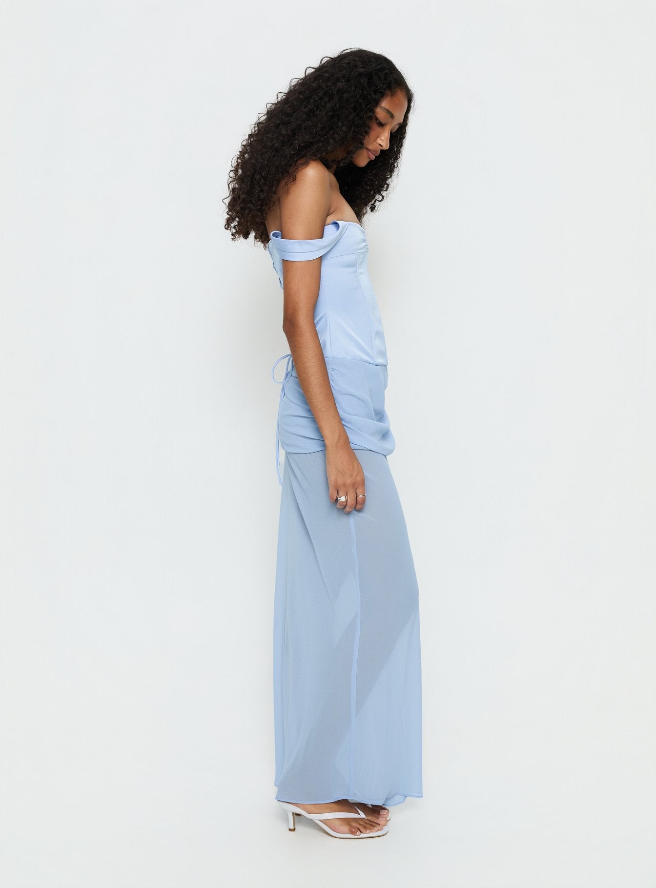 Angiola Corset Off Shoulder Maxi Dress Blue - Image 4