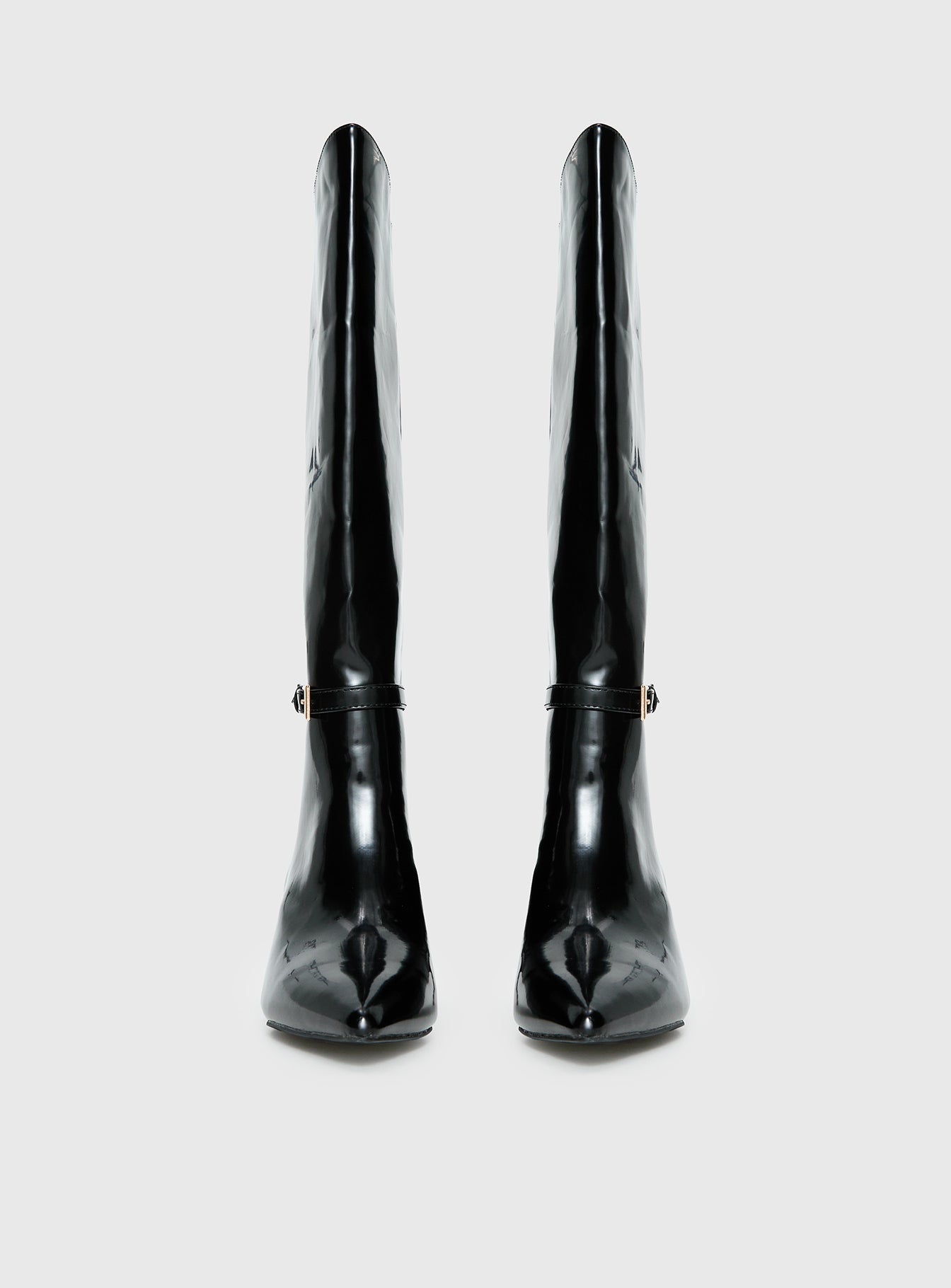 Glazed Knee High Boots Black - Image 3