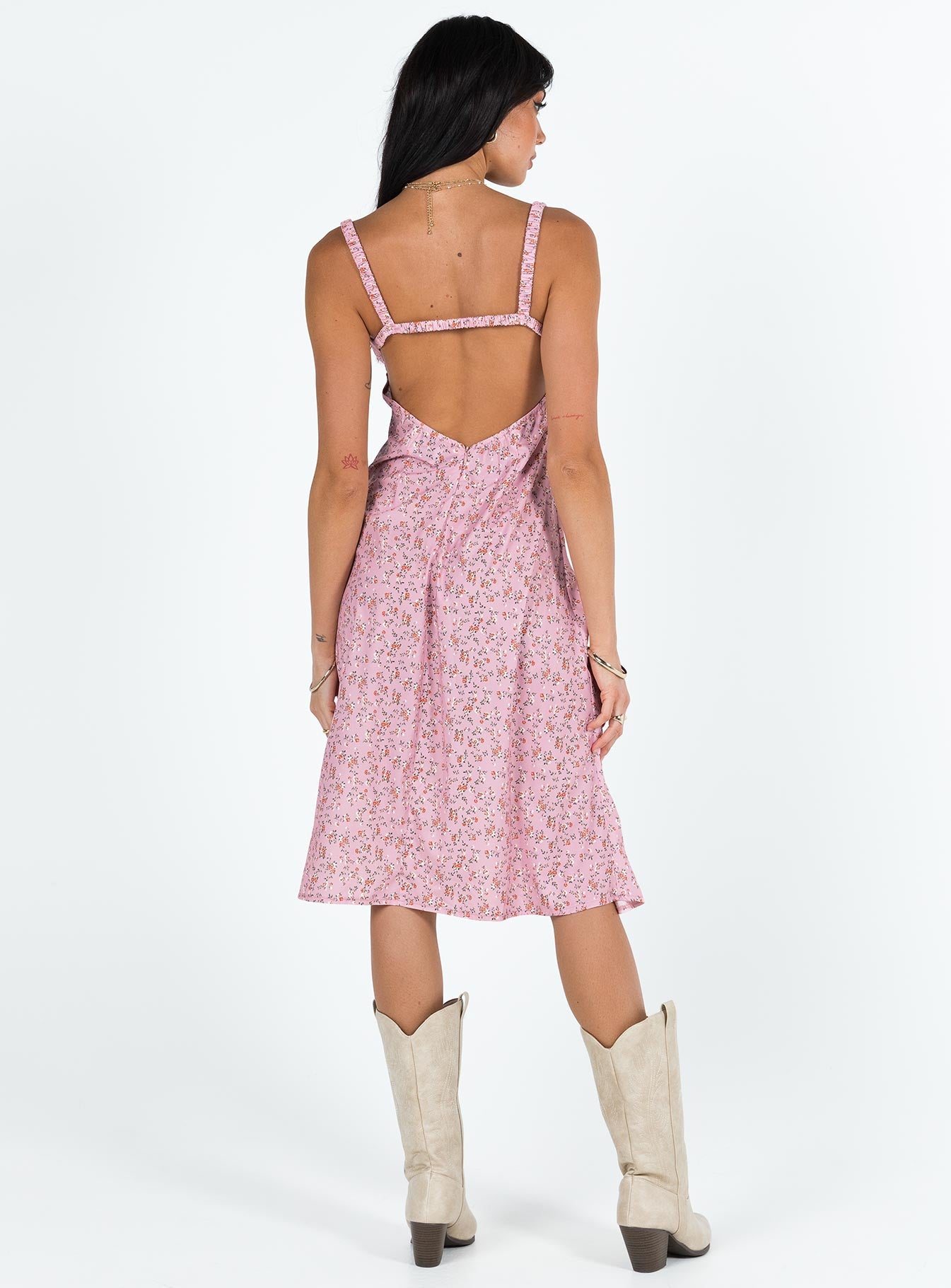 Georgia Midi Dress Pink Floral - Image 5