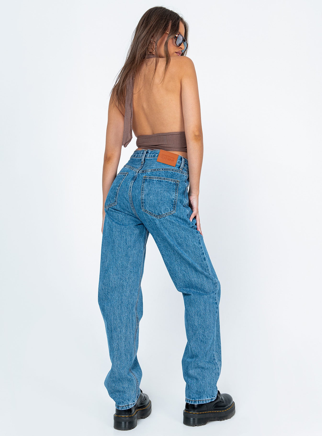Holly Asymmetric Straight Leg Jean Mid Wash Denim - Image 7