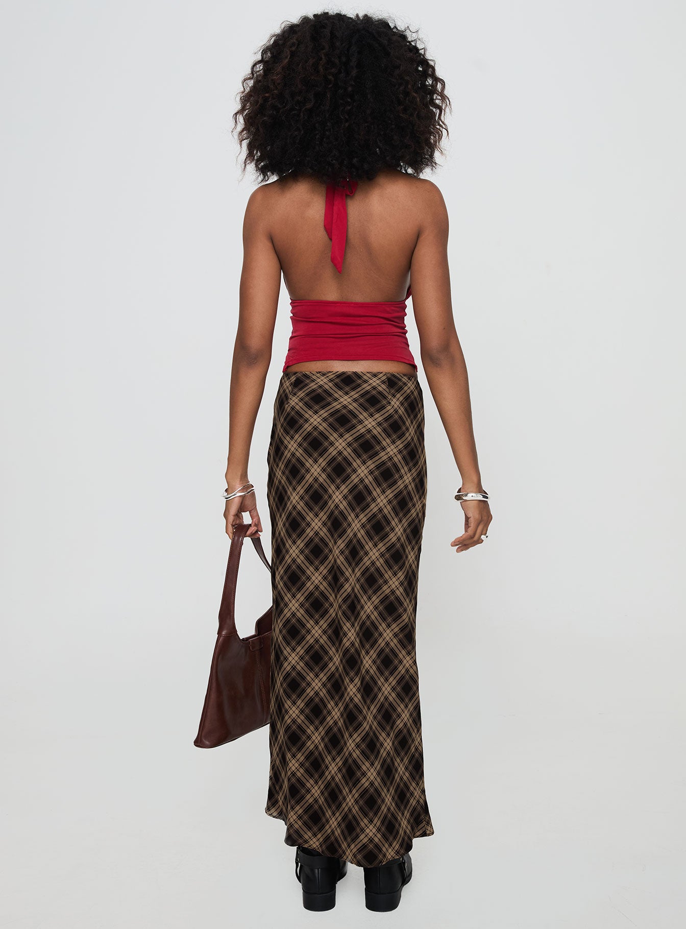 Hayze Maxi Skirt Brown Check - Image 5