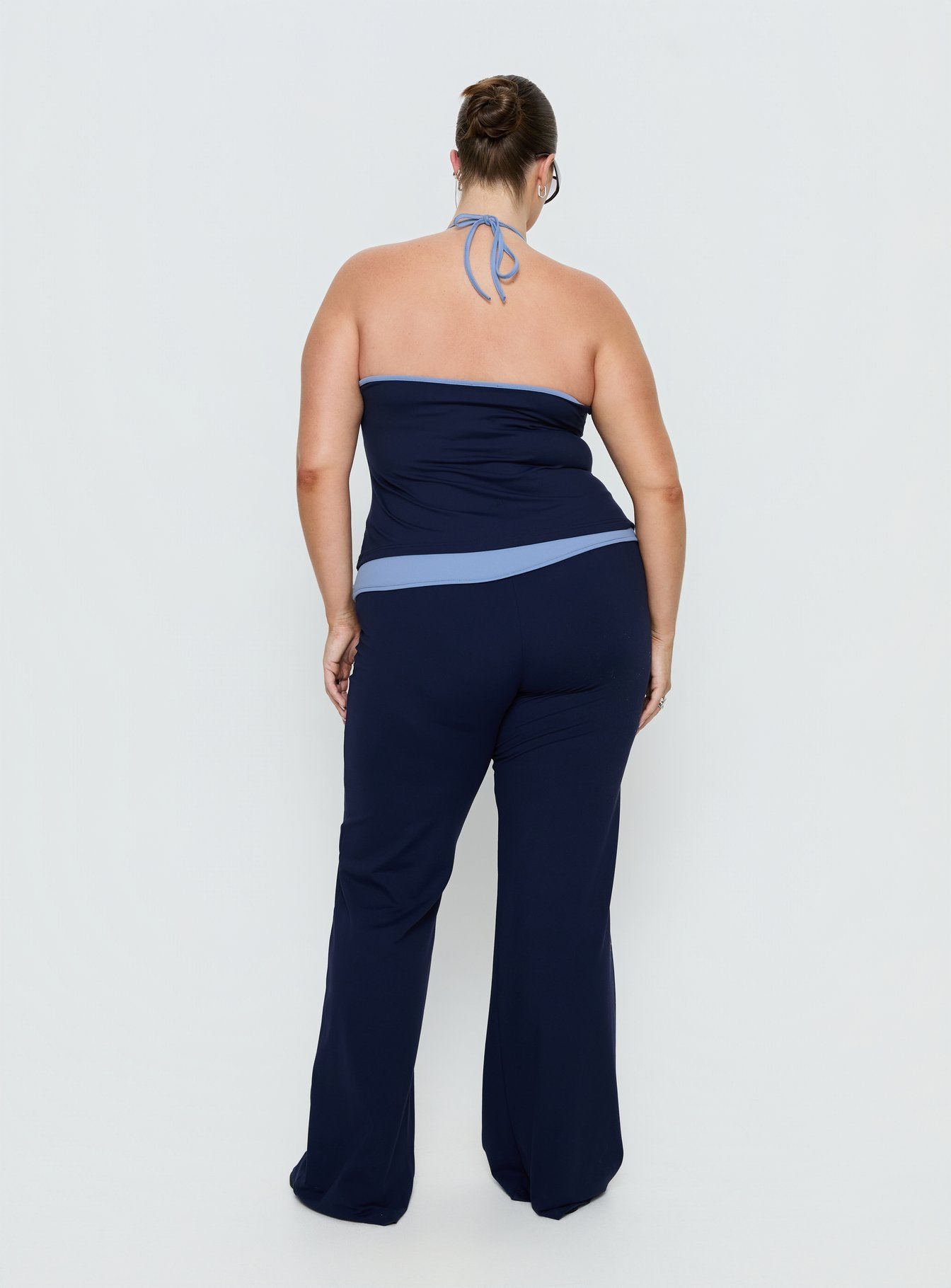 Kobee Jersey Flare Pants Navy / Light Blue Curve - Image 5