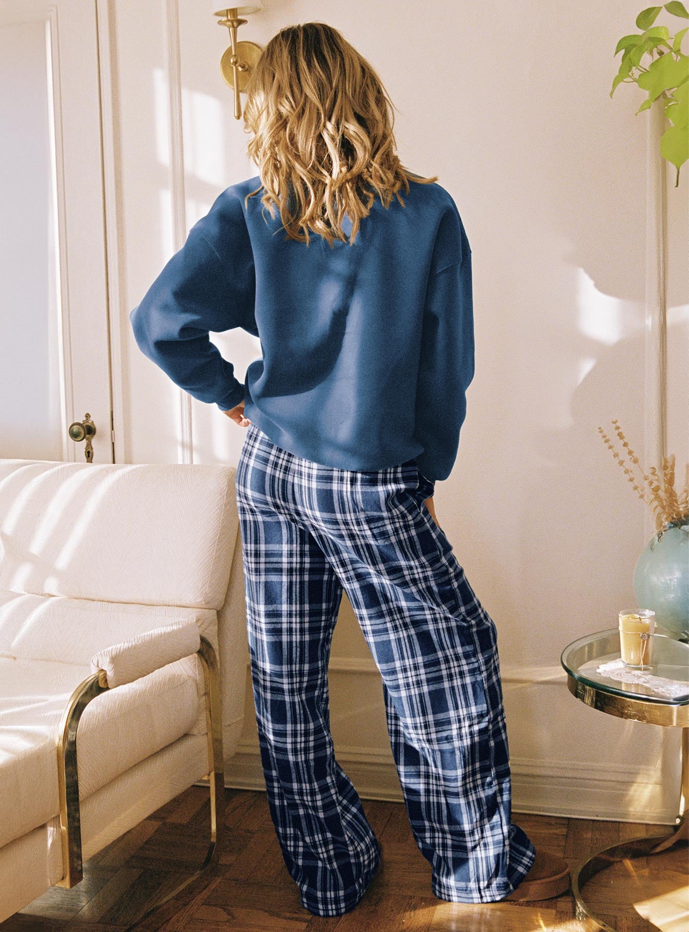 In The Morning Sleep Pant Blue Check - Image 4