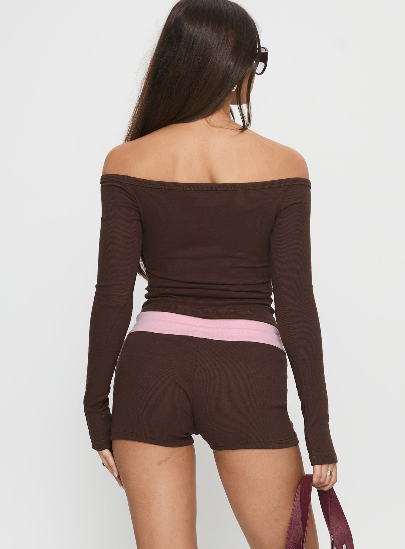 Baseline Rib Micro Shorts Brown / Pink - Image 5