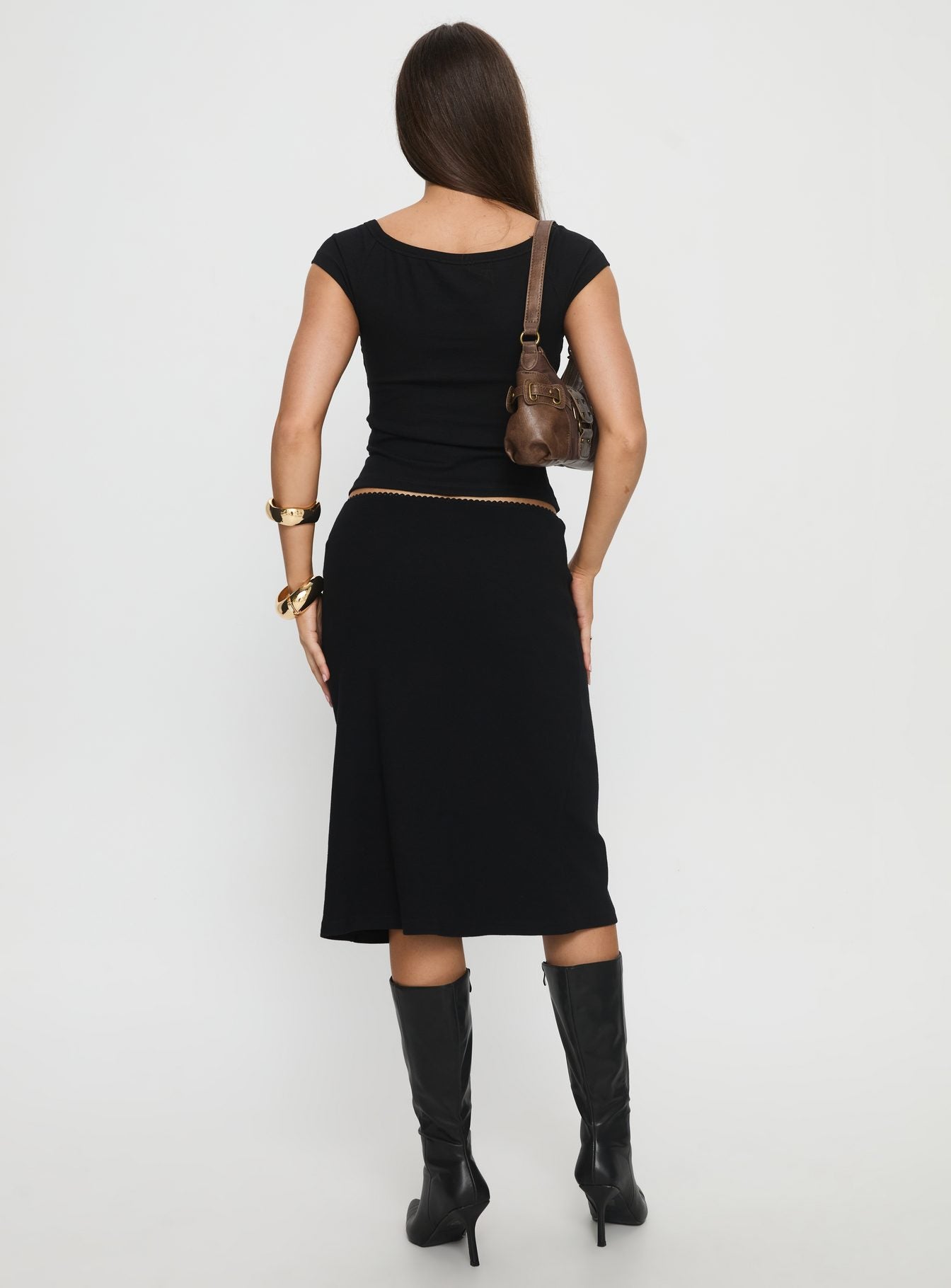 Baseline Rib Midi Skirt Black - Image 5