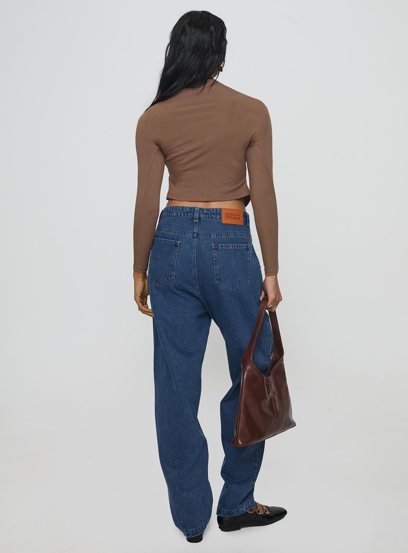 Forestier Mid Rise Barrel Leg Pin Tuck Jeans Mid Blue - Image 5