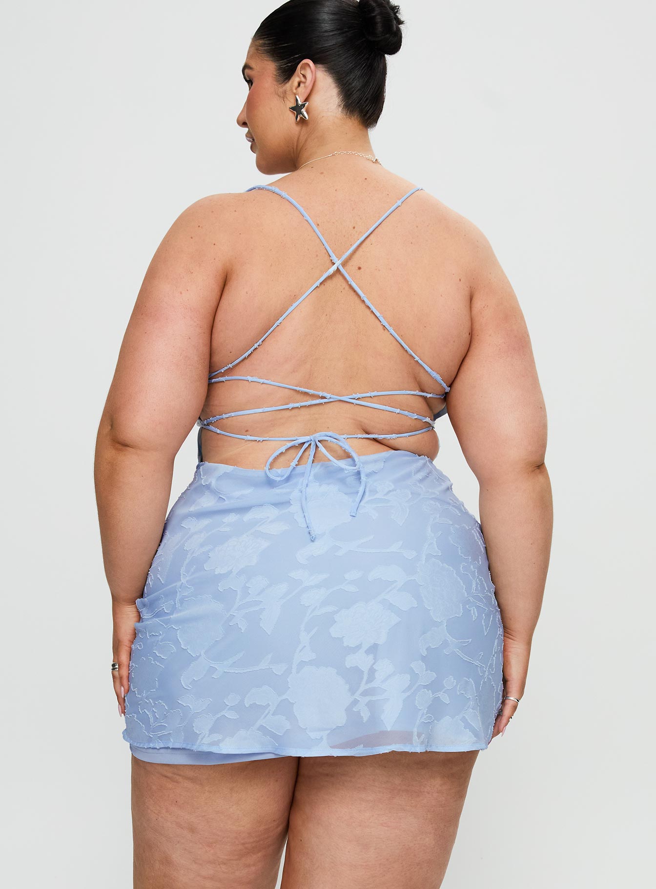 Celena Mini Dress Light Blue Burnout Curve - Image 5