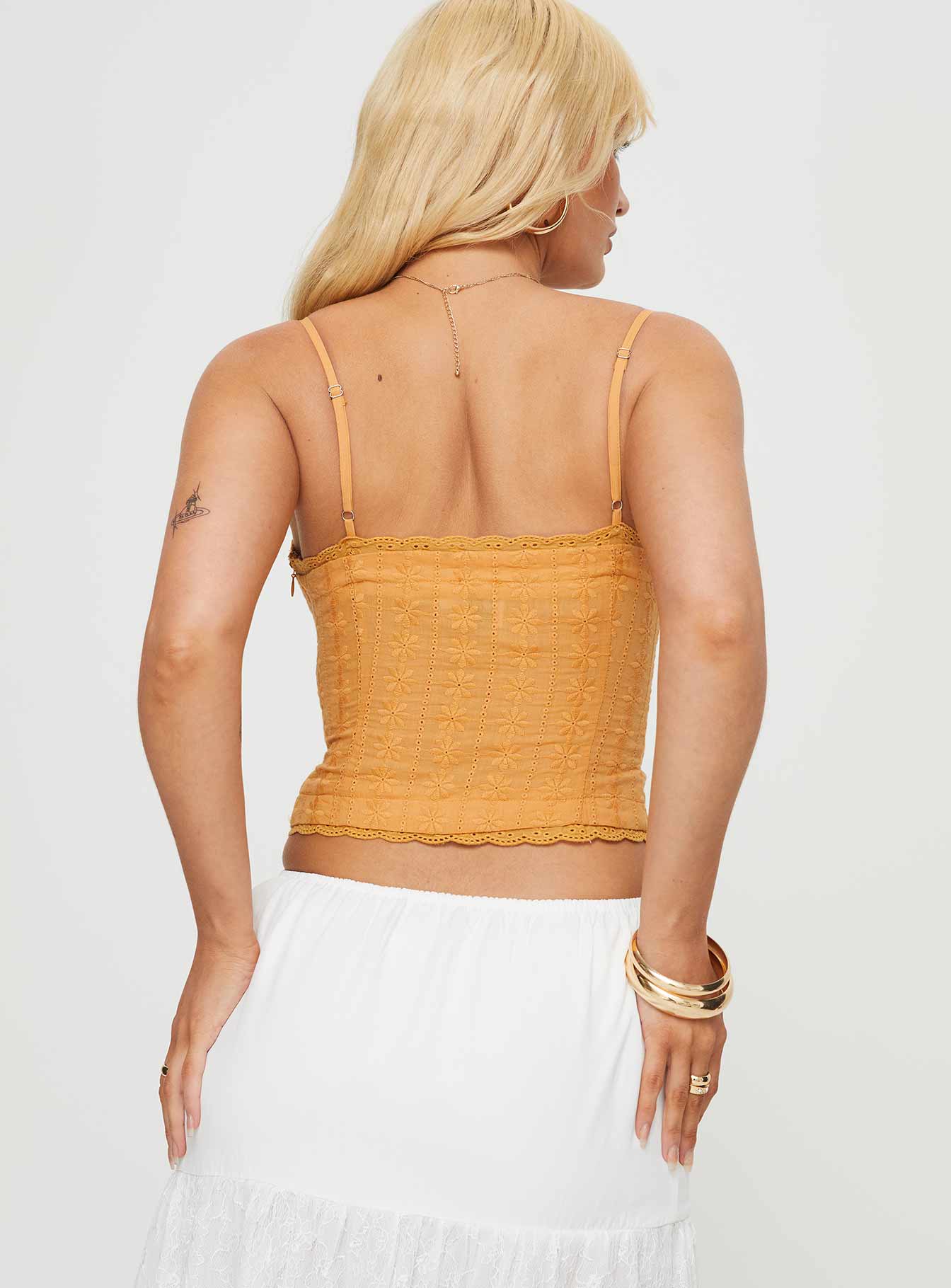 Amitri Lace Up Top Orange - Image 5