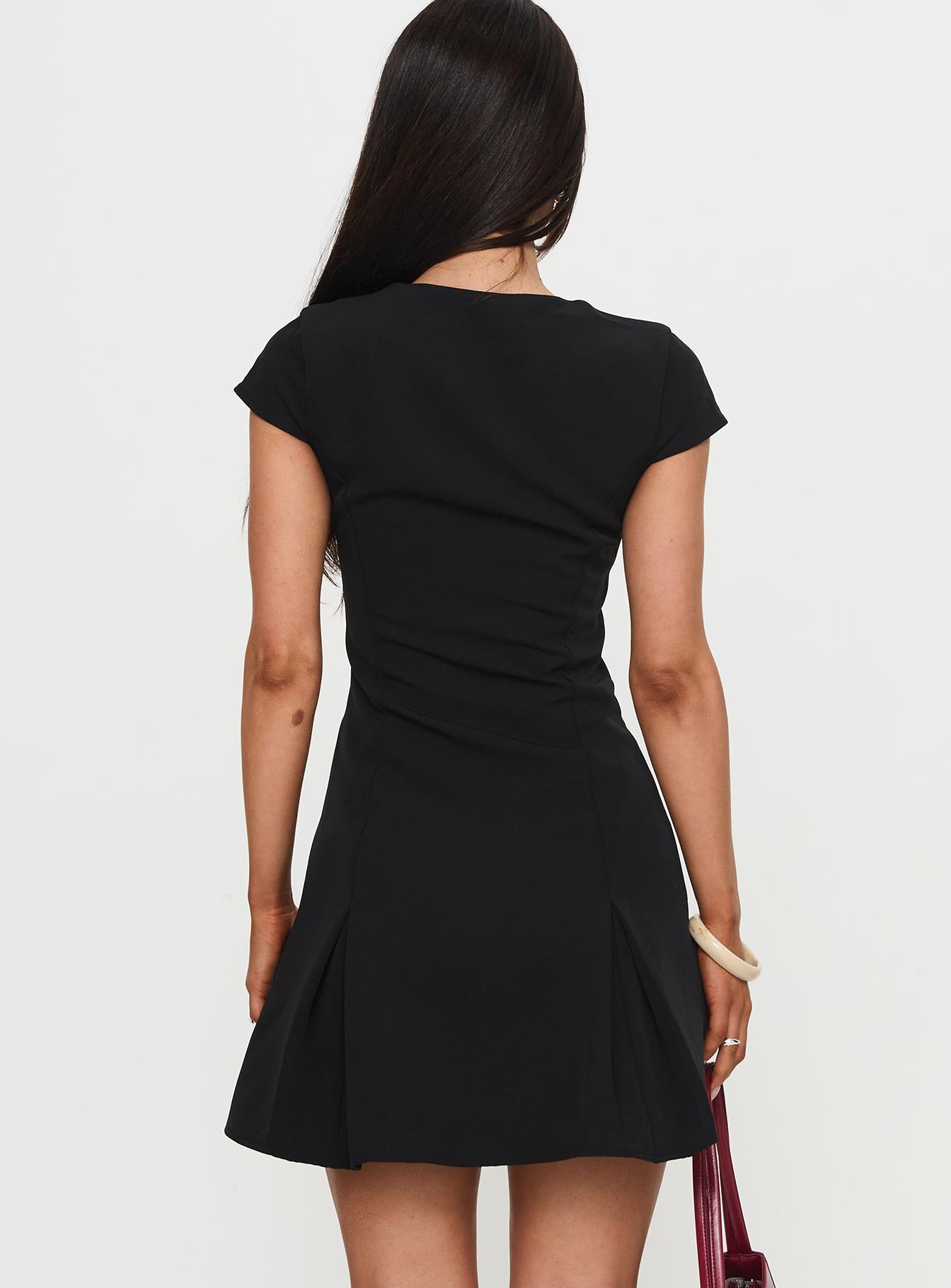 Kolette Pleat Mini Dress Black - Image 4
