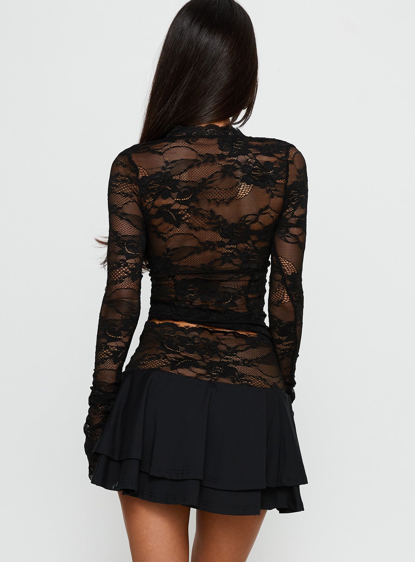 Kecia Lace Waistband Mini Skirt Black - Image 5