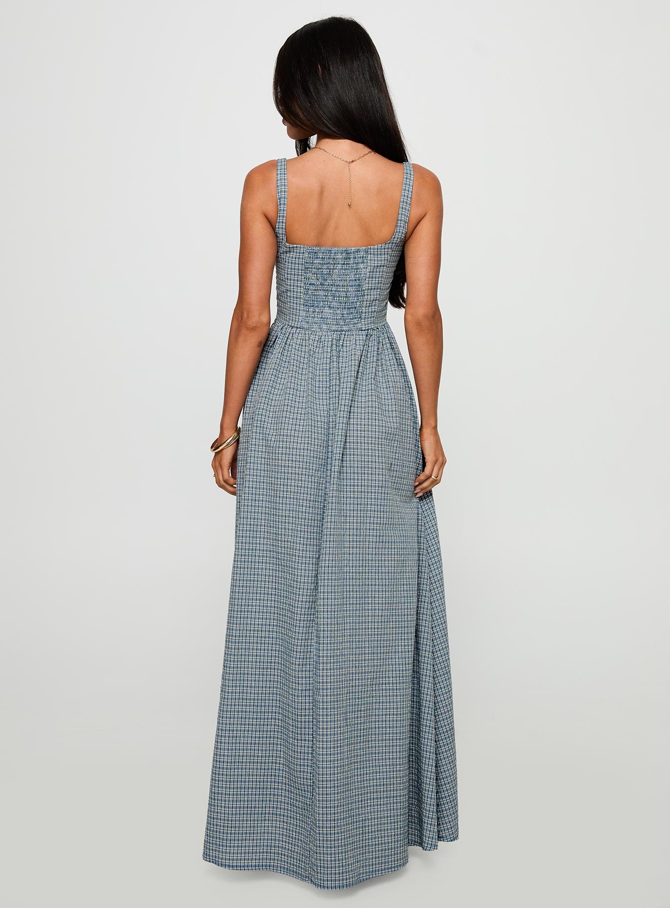 Cartmel Check Maxi Dress Navy - Image 5
