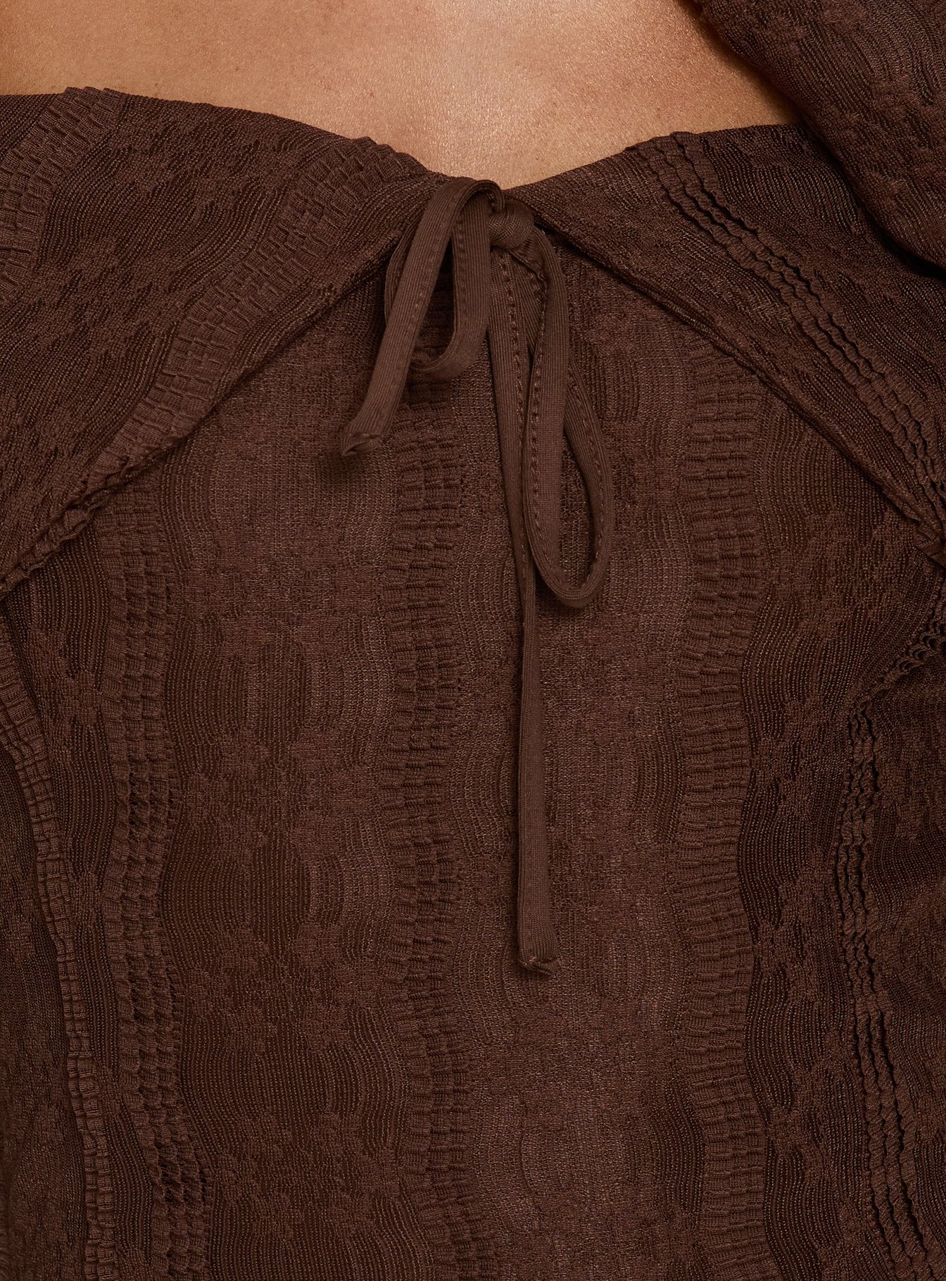 Colettie Long Sleeve Mini Dress Chocolate - Image 5