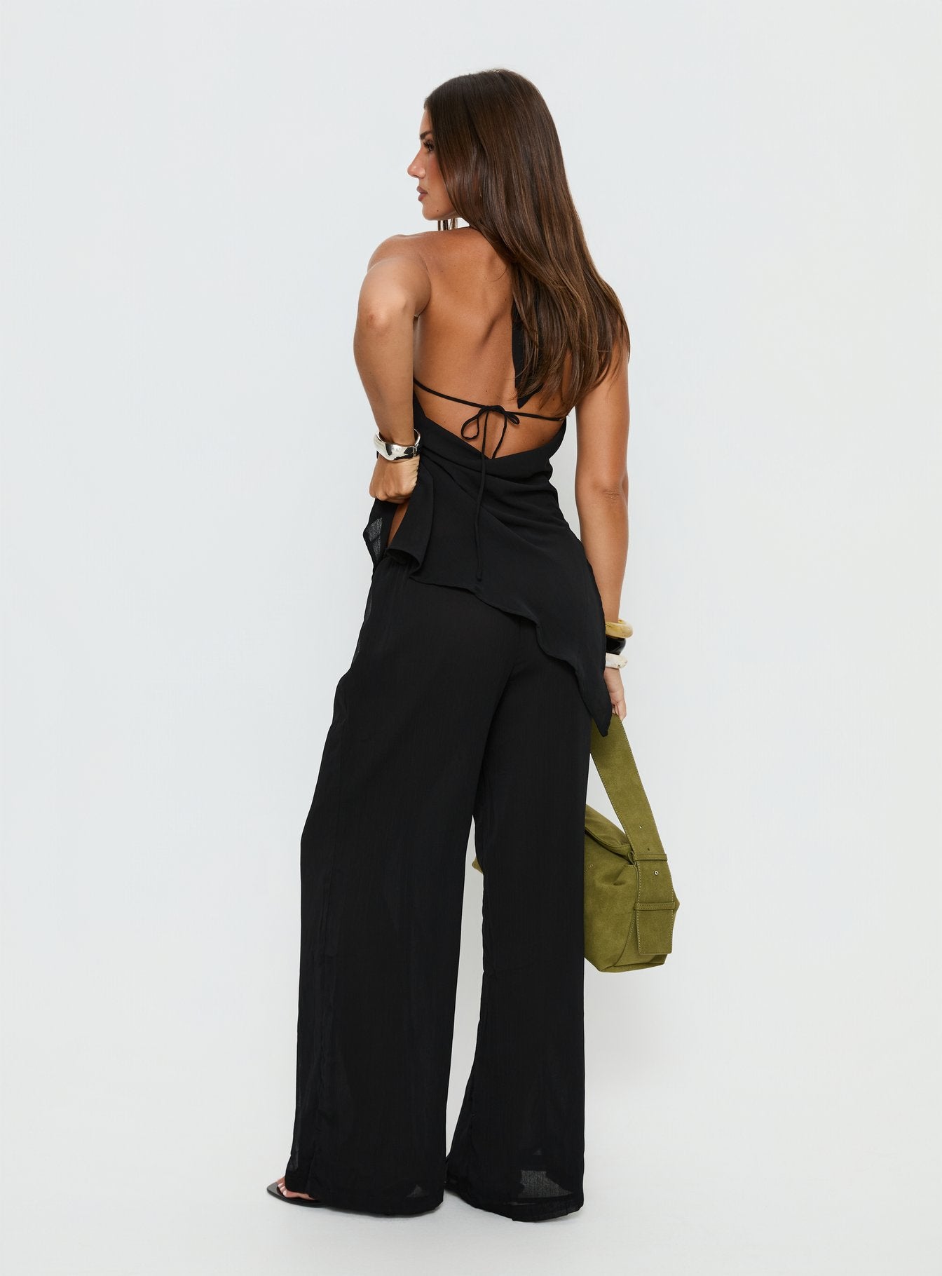 Emorisa Mid Rise Chiffon Pant Black - Image 5