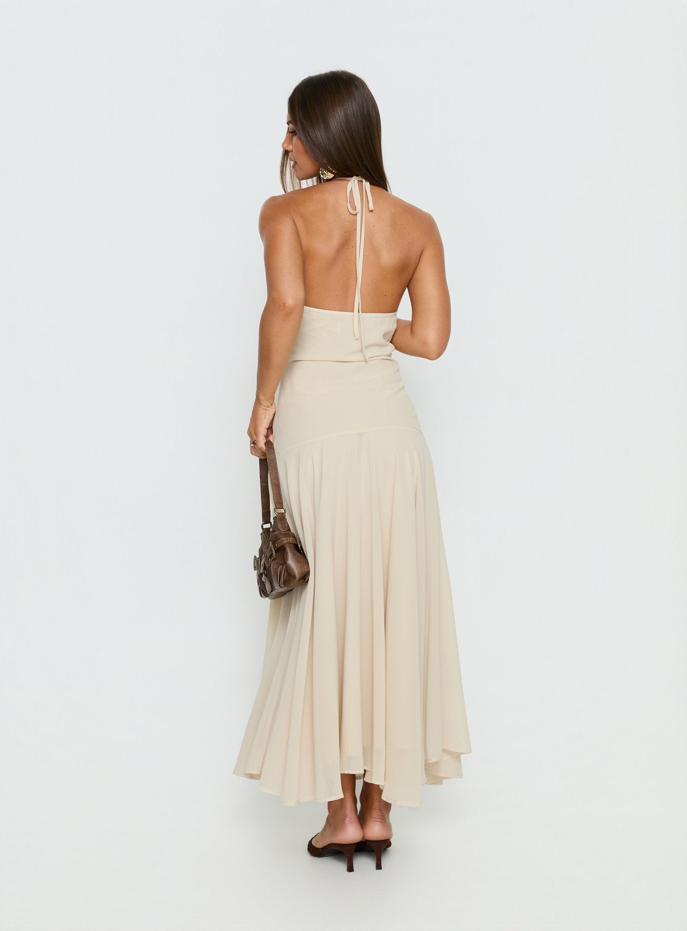 Carlisla Ruched Halter Maxi Dress Yellow - Image 5