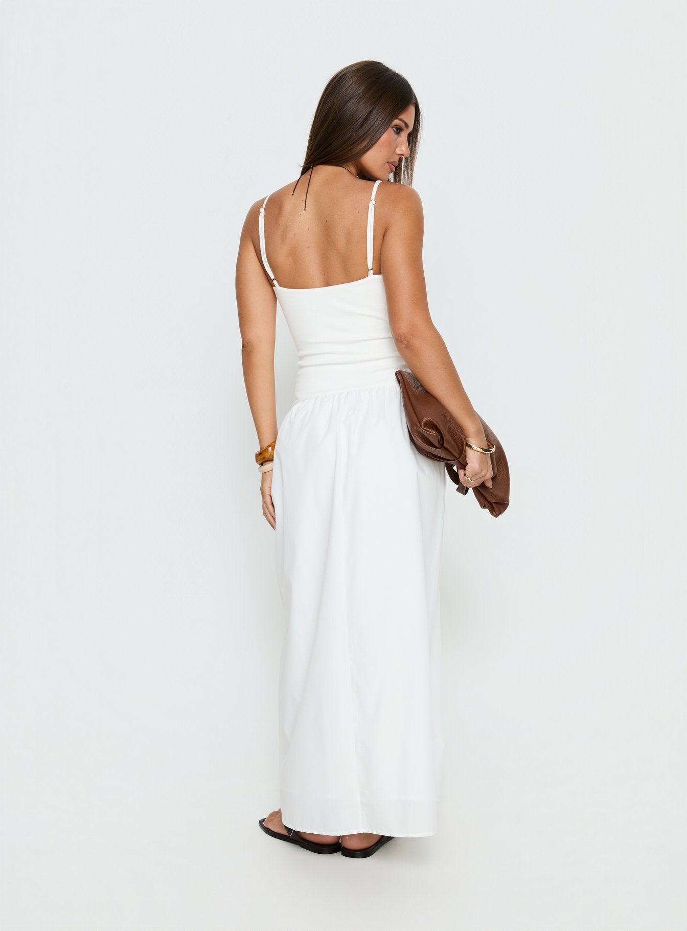 Erroll Drop Waist Knit Maxi Dress White - Image 5
