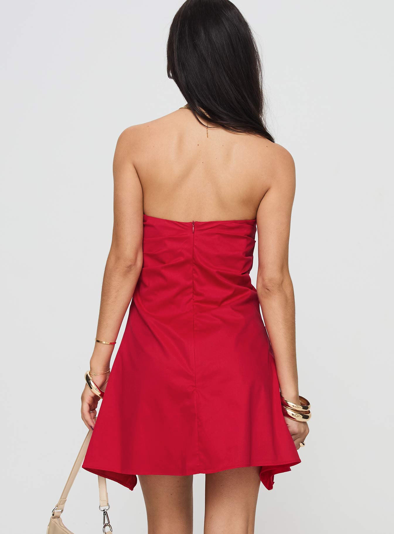 Bradwell Strapless Mini Dress Red - Image 5