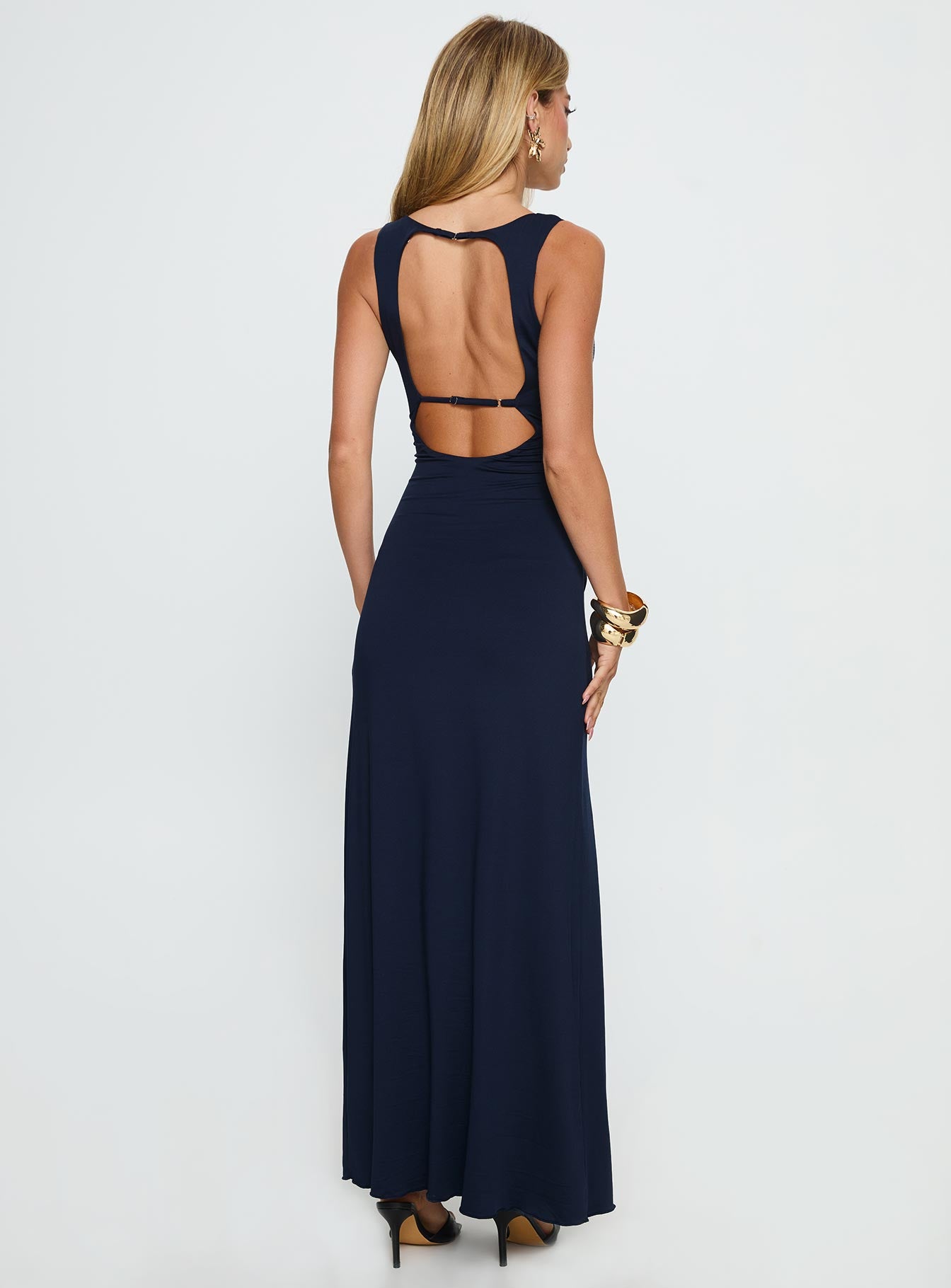 Frederica Plunge Maxi Dress Navy - Image 4