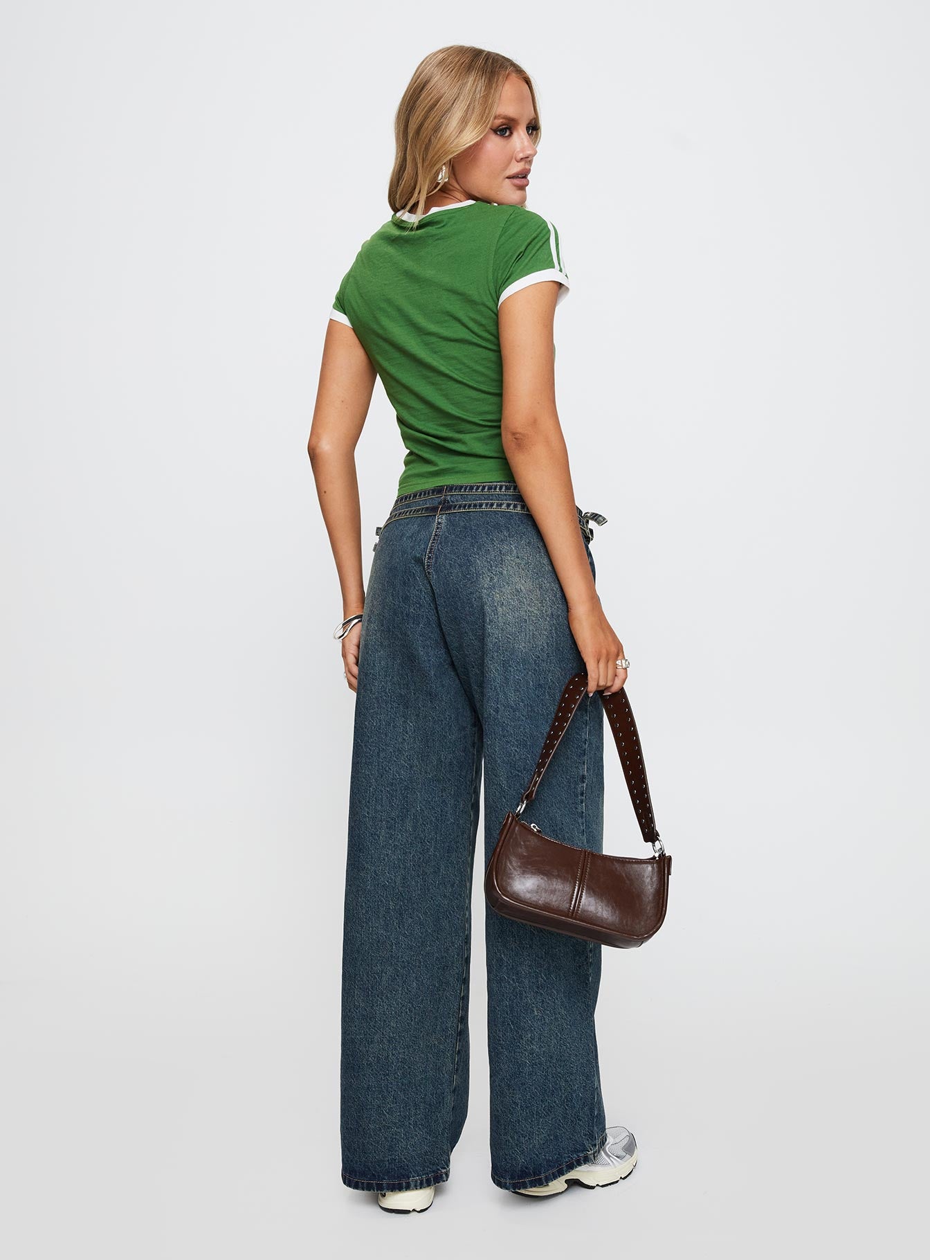 Baccarat Mid Rise Wide Leg Belted Jeans Dark Blue - Image 5