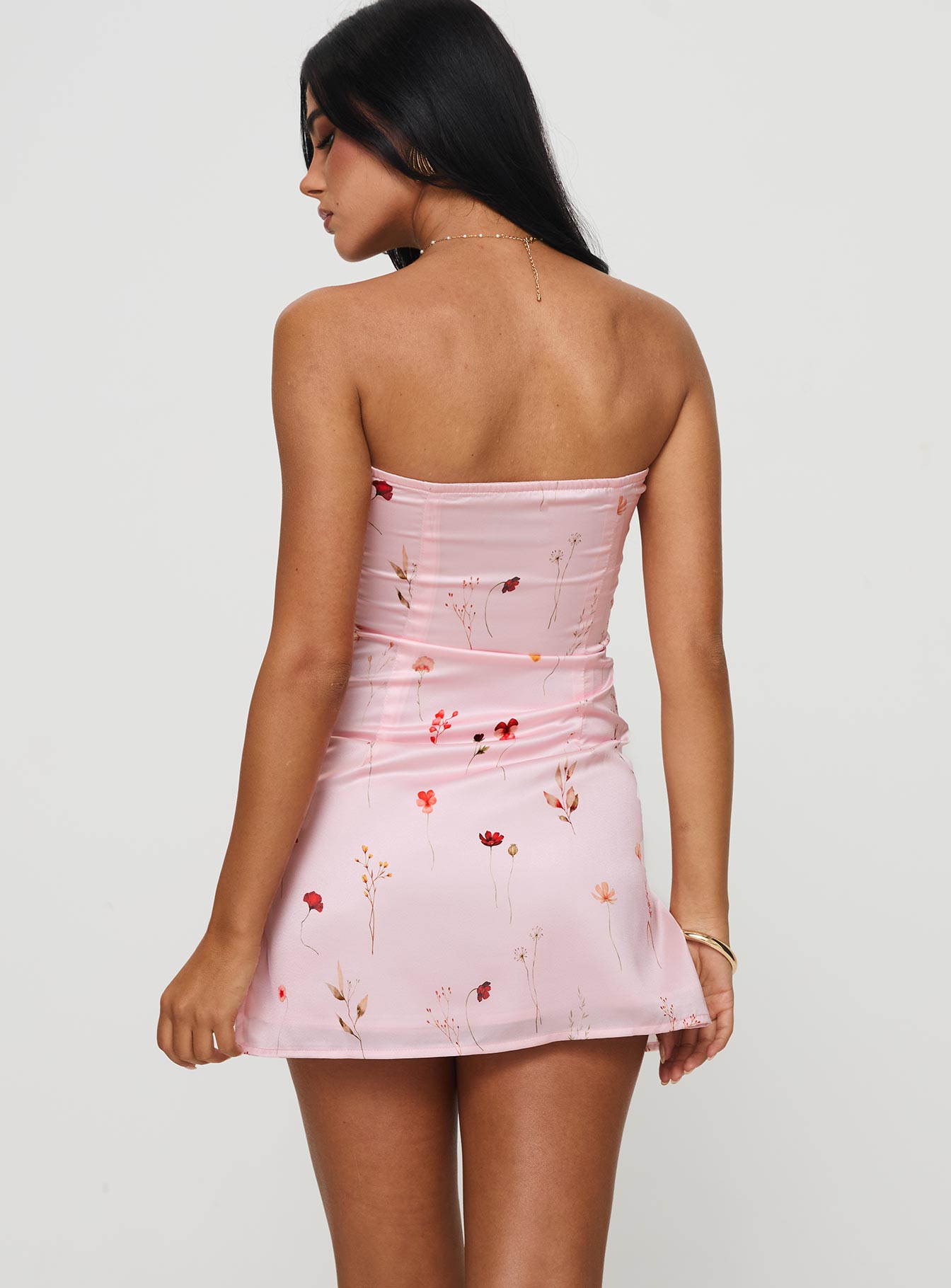 Irena Strapless Mini Dress Pink Floral - Image 5