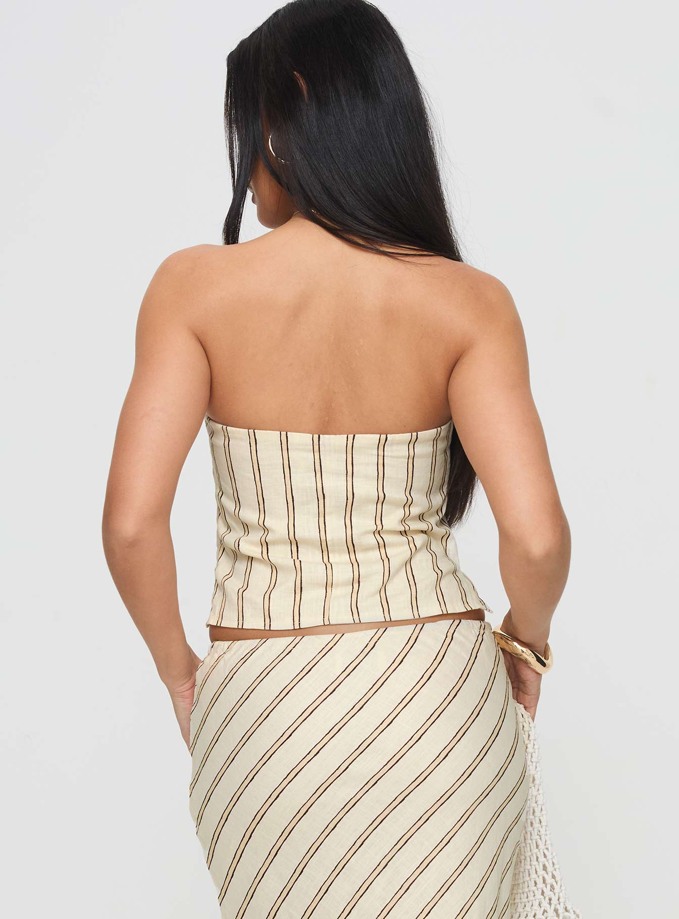 Birdie Asymmetric Linen Blend Top Cream - Image 5