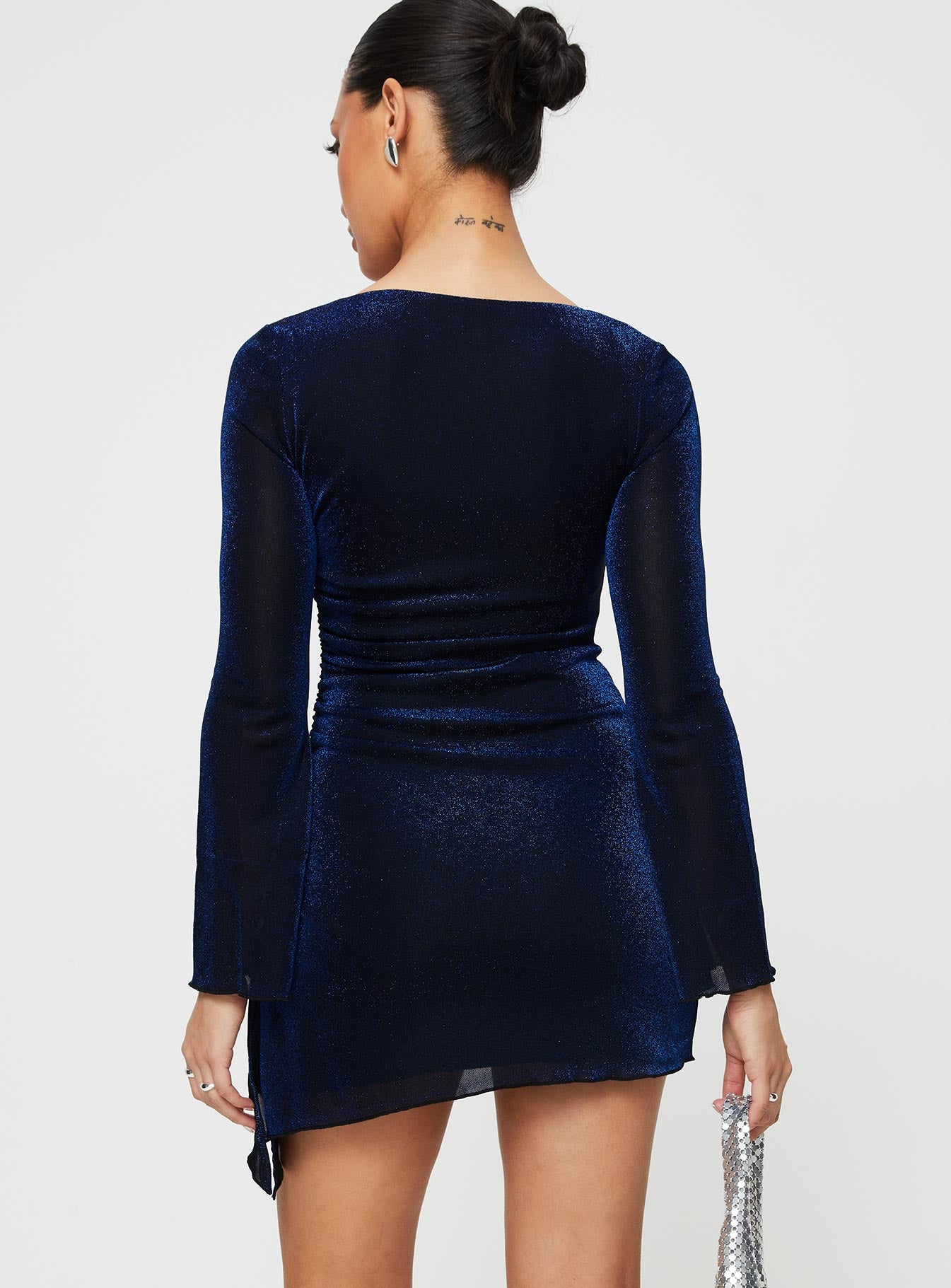Donelli Long Sleeve Mini Dress Navy - Image 7