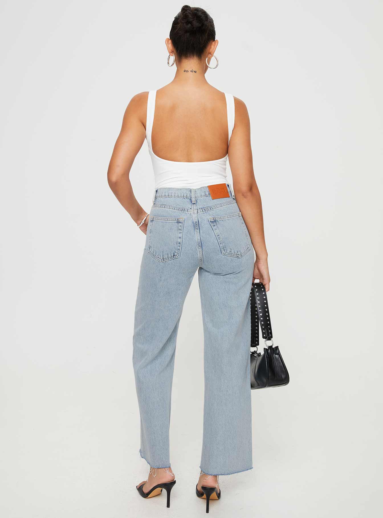 Fawcett High Rise Straight Leg Jeans Light Blue Wash Petite - Image 5