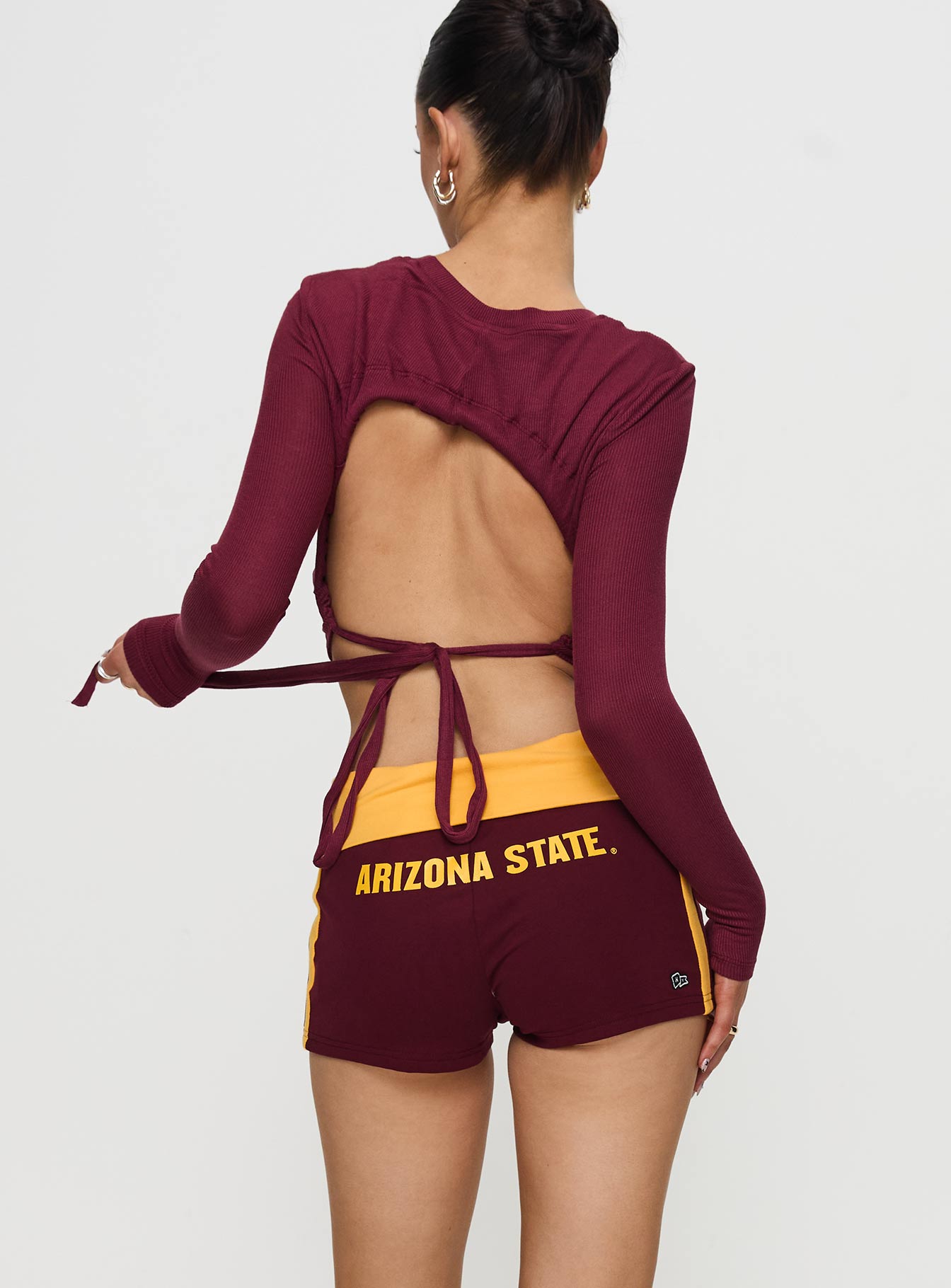 Asu Foldover Shorts Maroon - Image 5
