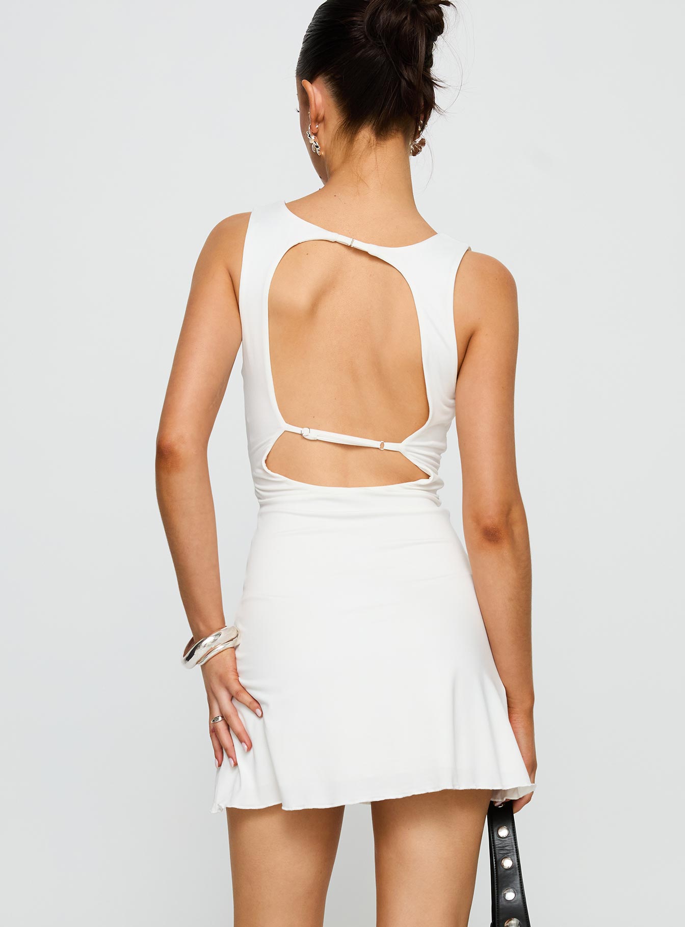 Frederica Plunge Mini Dress White - Image 5