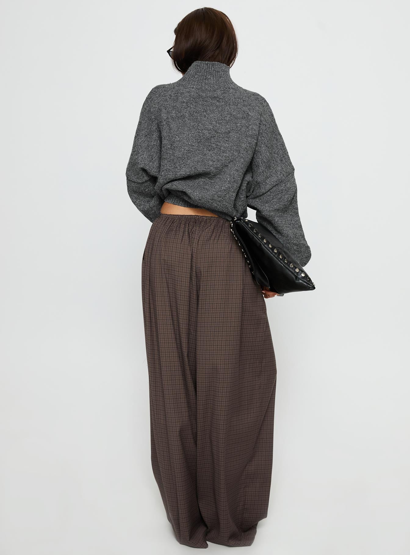 Bungala Oversized Relaxed Pants Brown Check - Image 4