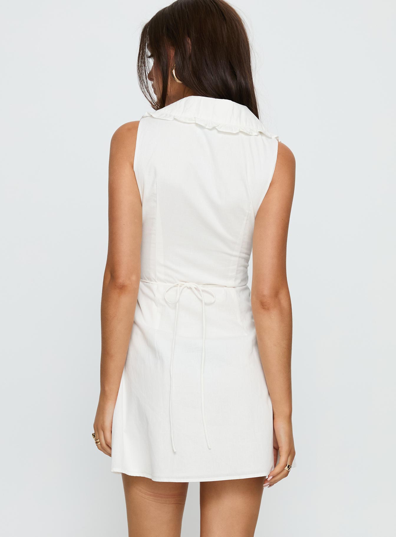 Breanda Collared Mini Dress White - Image 5