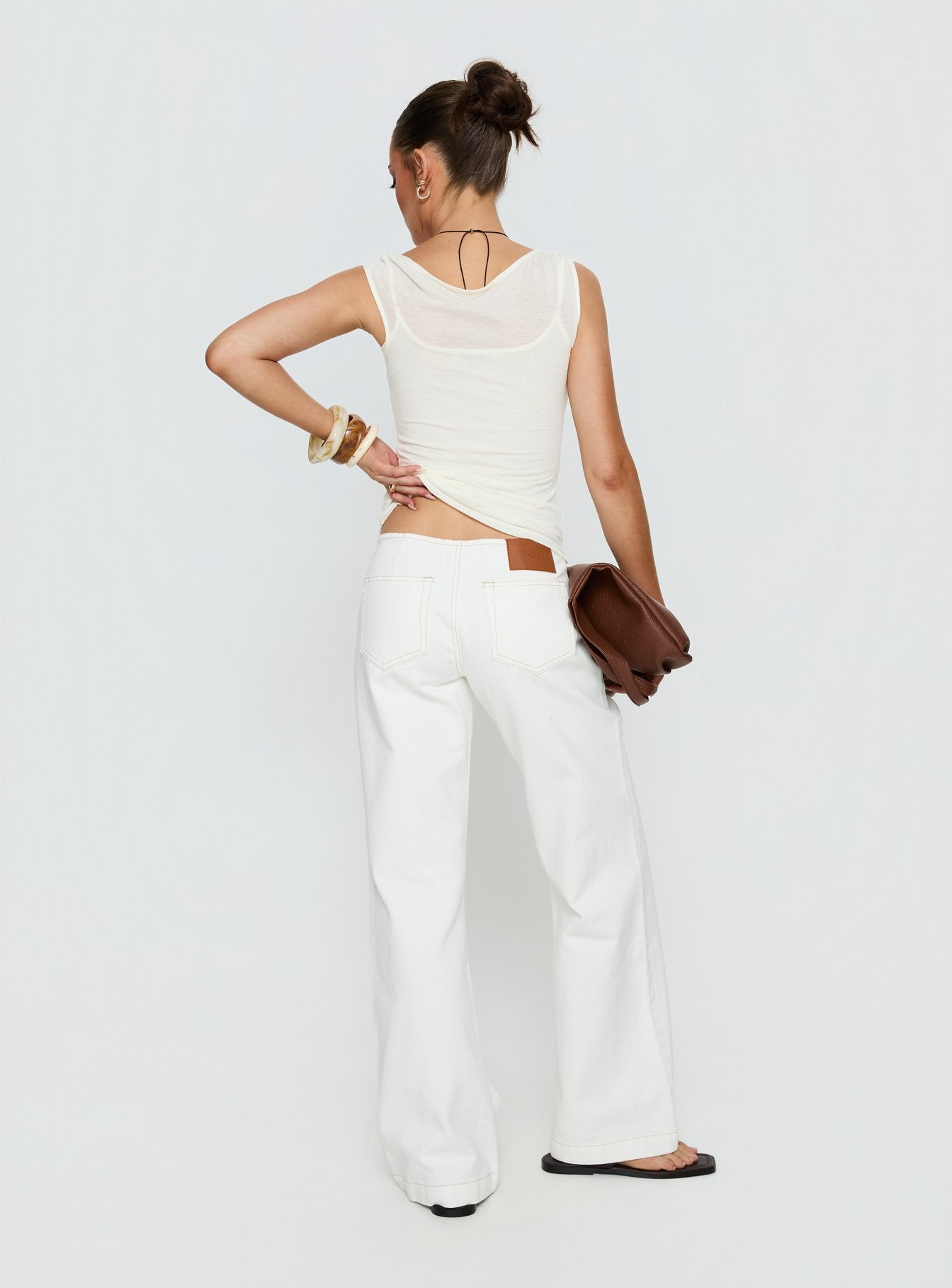 Buenos No Waist Low Rise Straight Leg Jeans White - Image 5