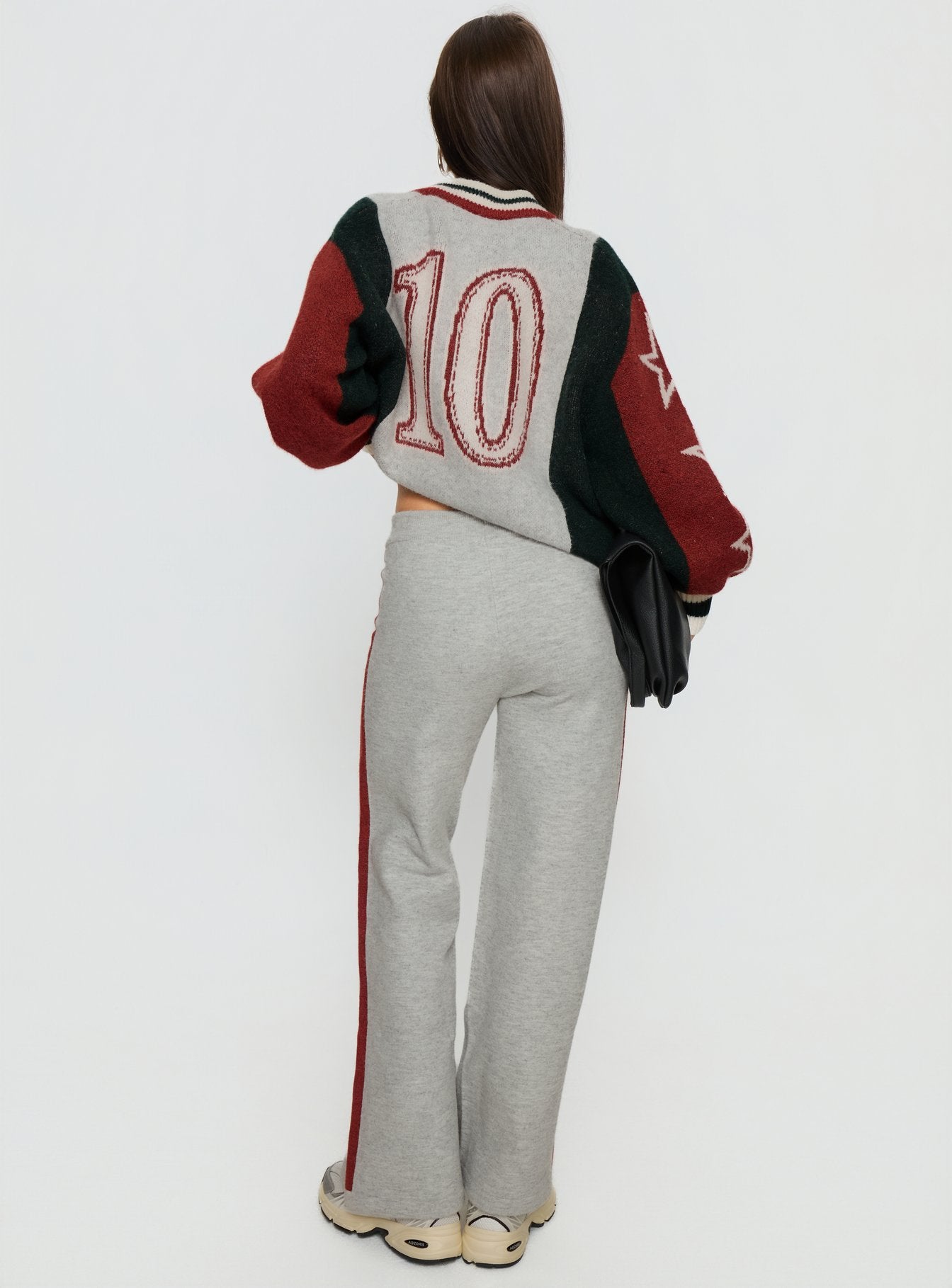 Brandyce Straight Leg Knit Pants Grey / Red - Image 4