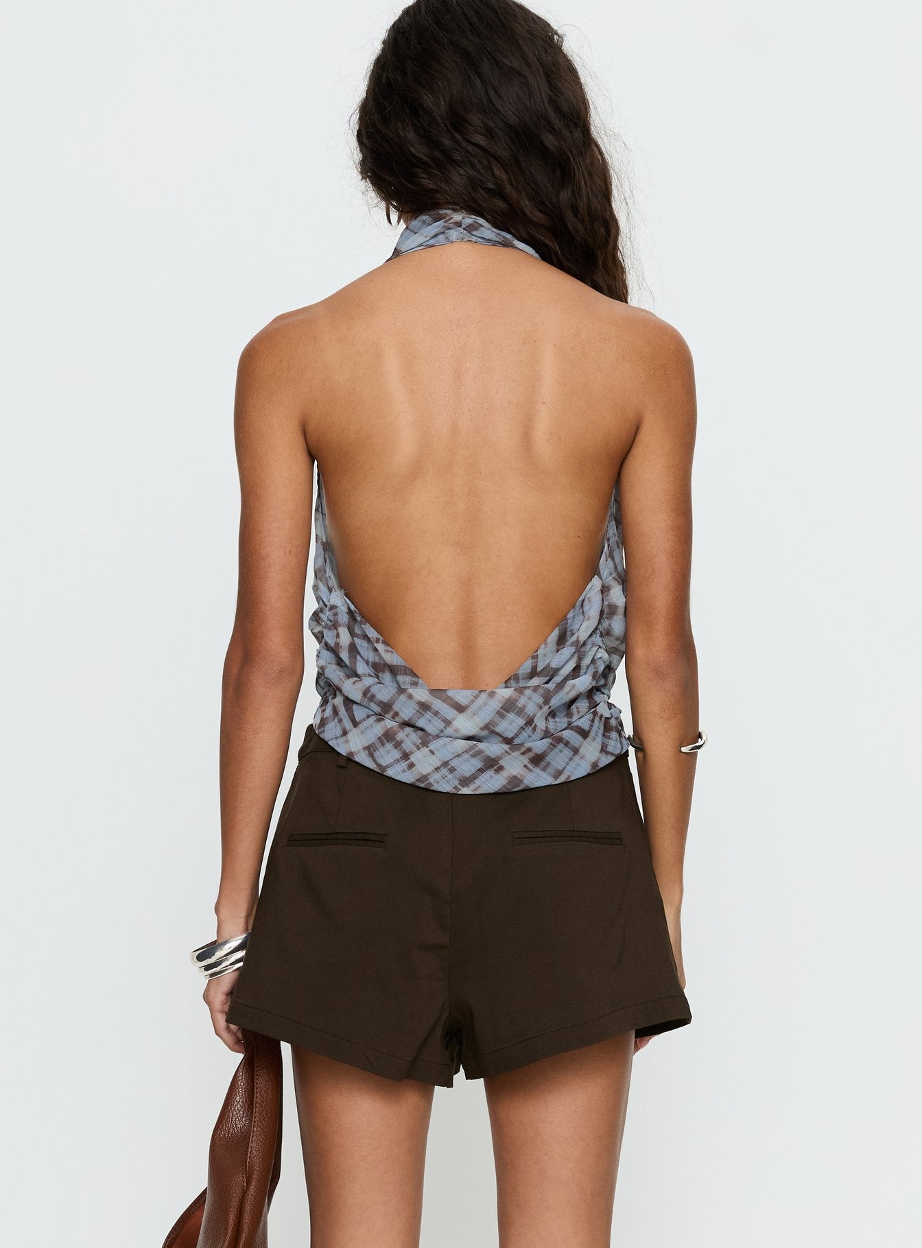 Amzie Tailored Mini Shorts Brown - Image 5