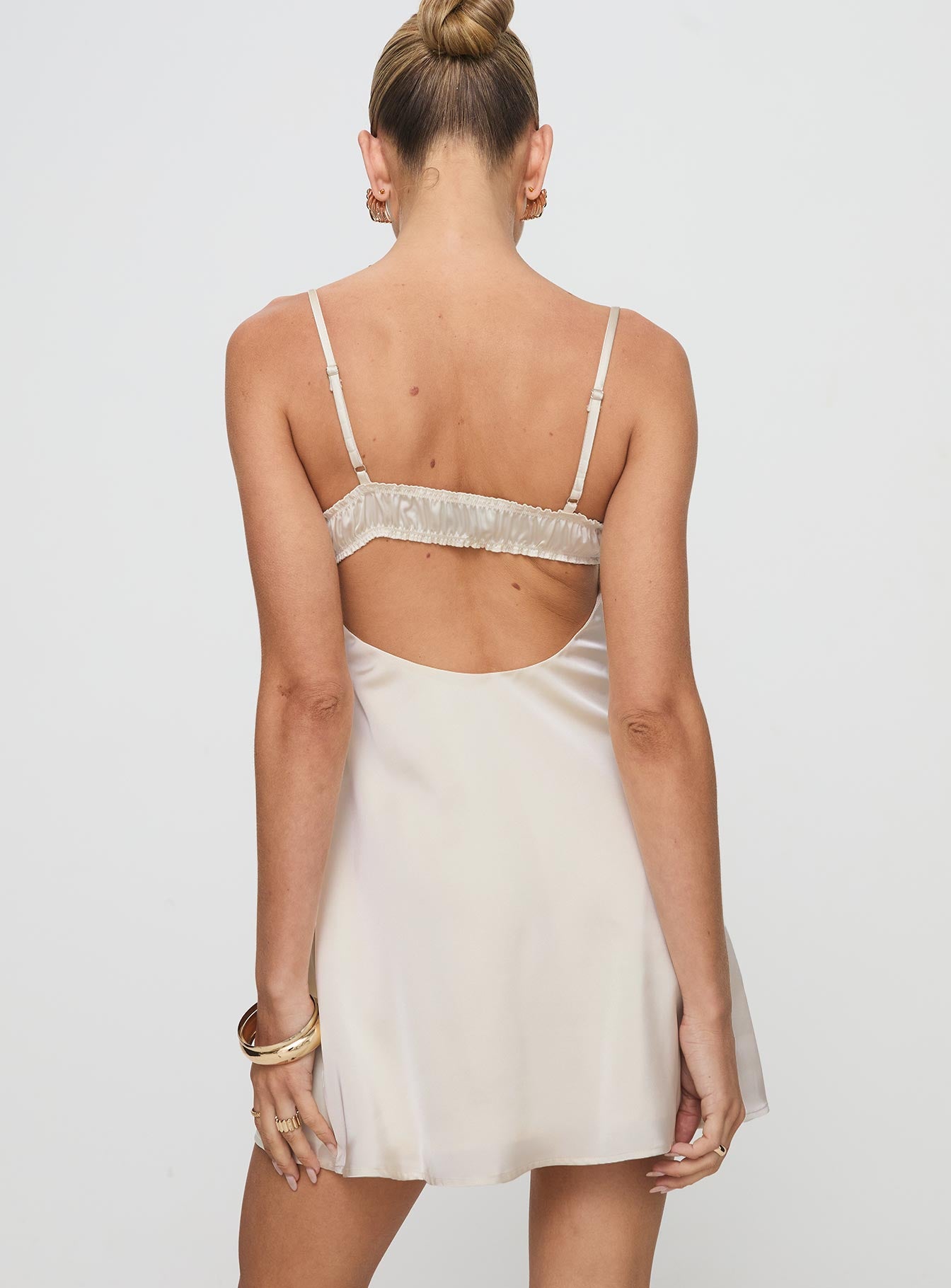 Decipher Satin Mini Dress Ivory - Image 5