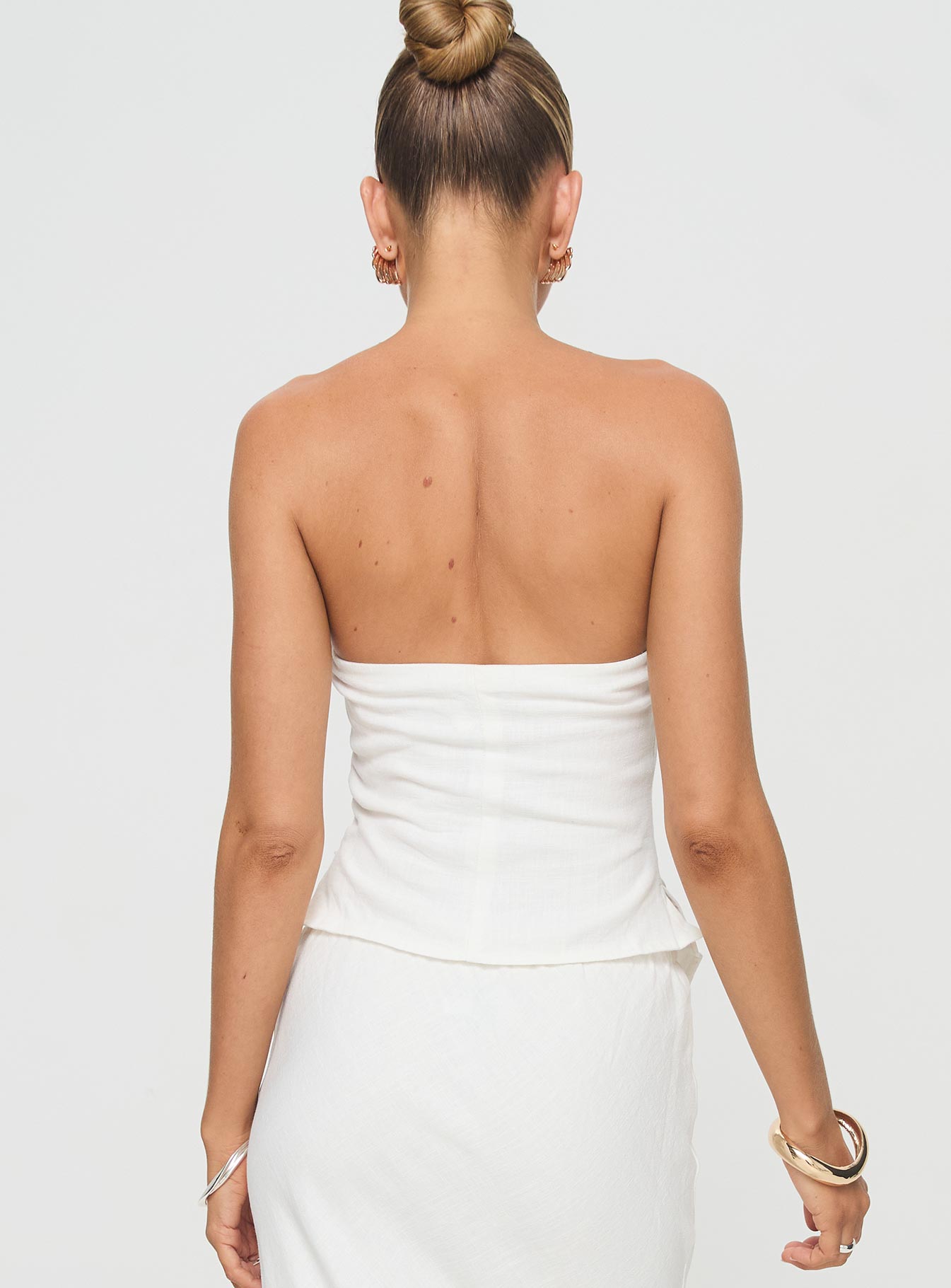 Birdie Asymmetric Linen Blend Top White - Image 6