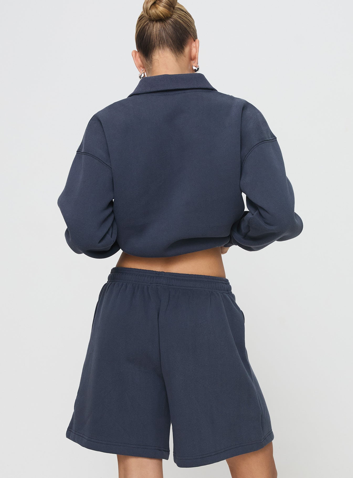 Dream Fleece Longline Shorts Navy - Image 5
