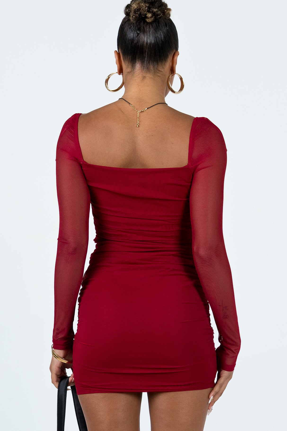 Charvi Long Sleeve Mini Dress Burgundy - Image 4
