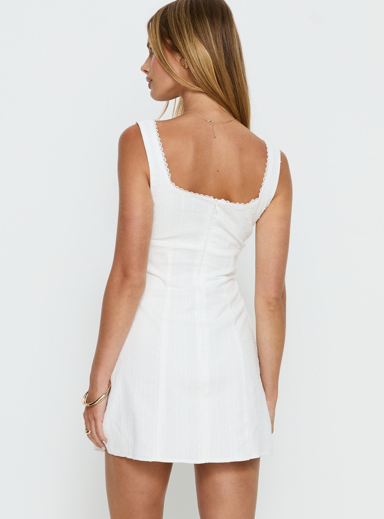 Alyana Textured Mini Dress White - Image 5
