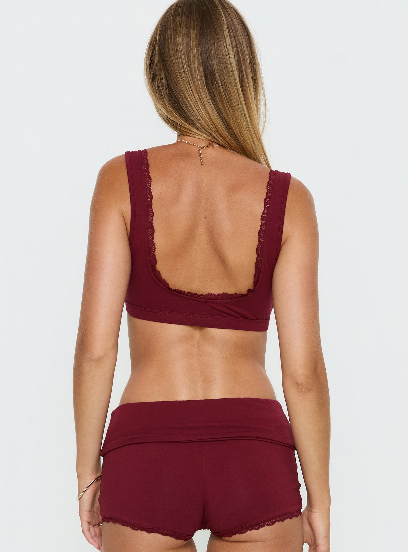Flissie Plunge Lace Bralette Burgundy - Image 5