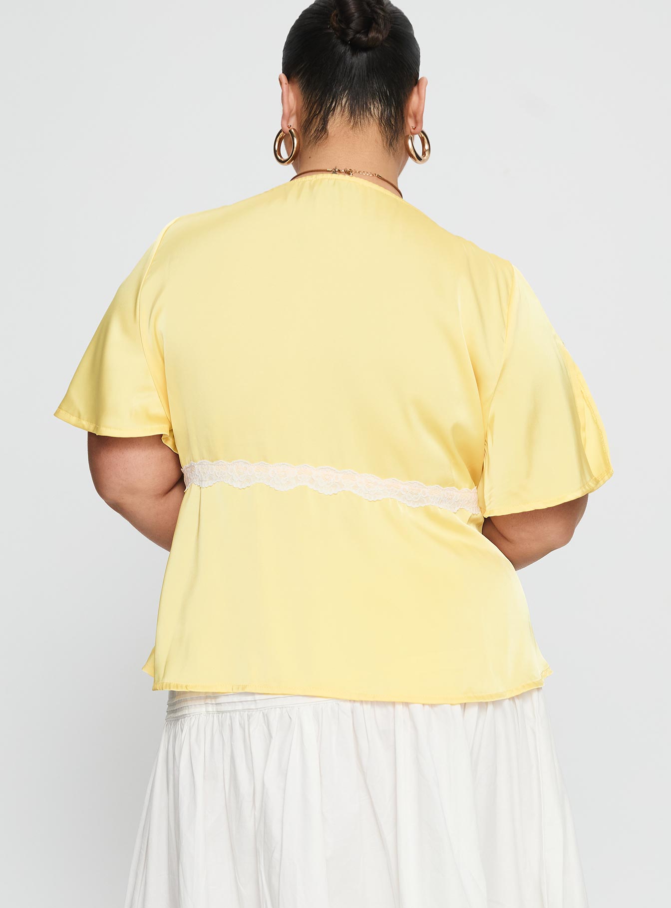 For The Summer Lace Trim Top Yellow Curve - Image 4