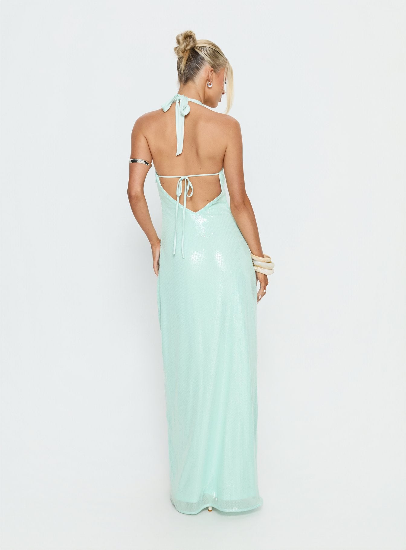 Isanna Halter Sequin Maxi Dress Jelly Mint - Image 5